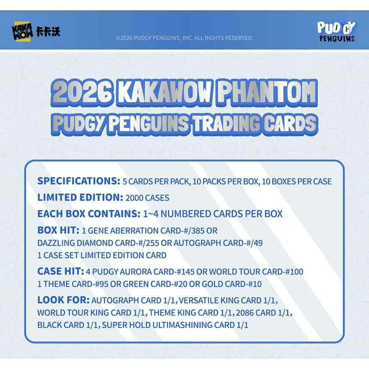 2026 Kakawow Phantom Pudgy Penguins Hobby 10-Box Case