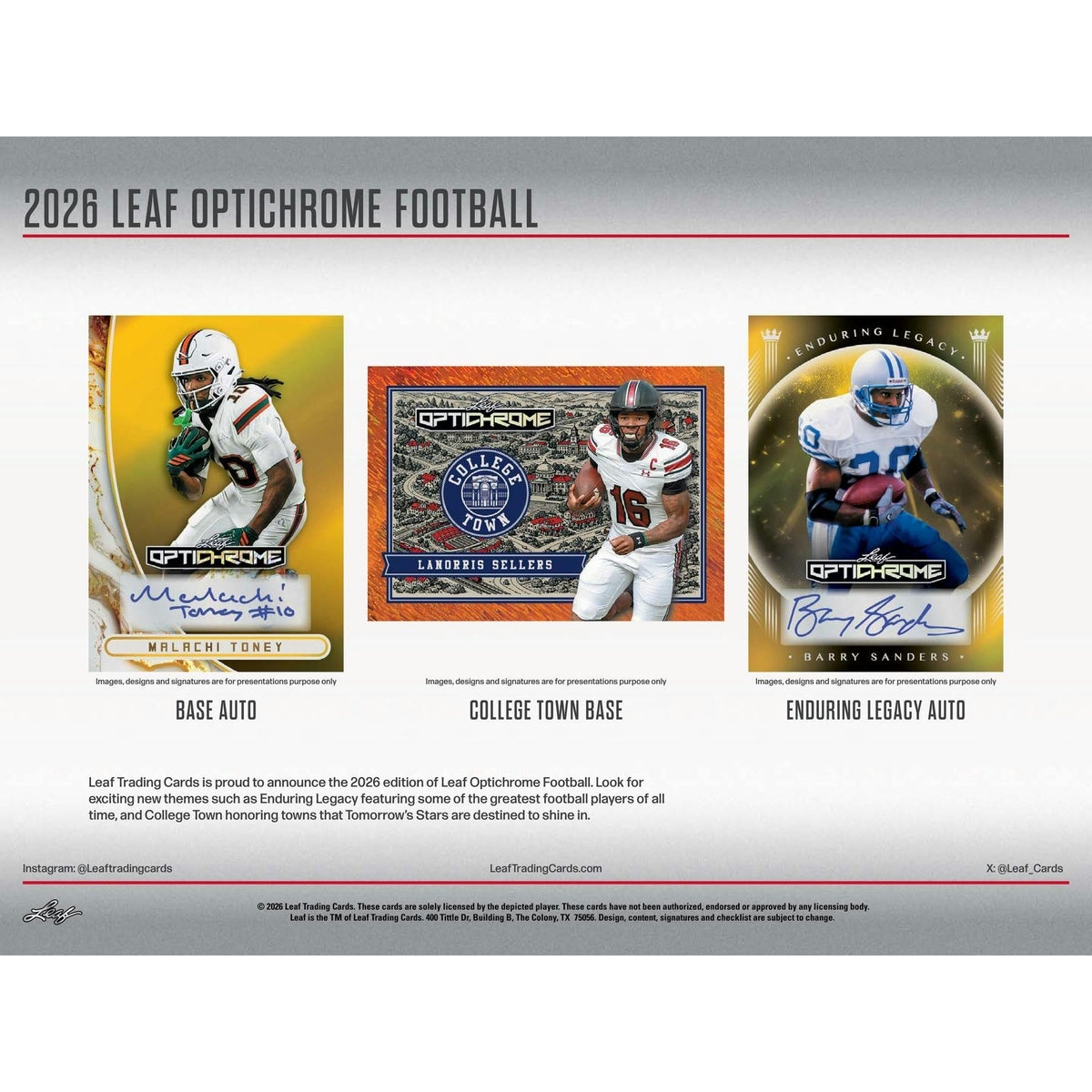 2026 Leaf Optichrome Football Hobby Jumbo 8-Box Case