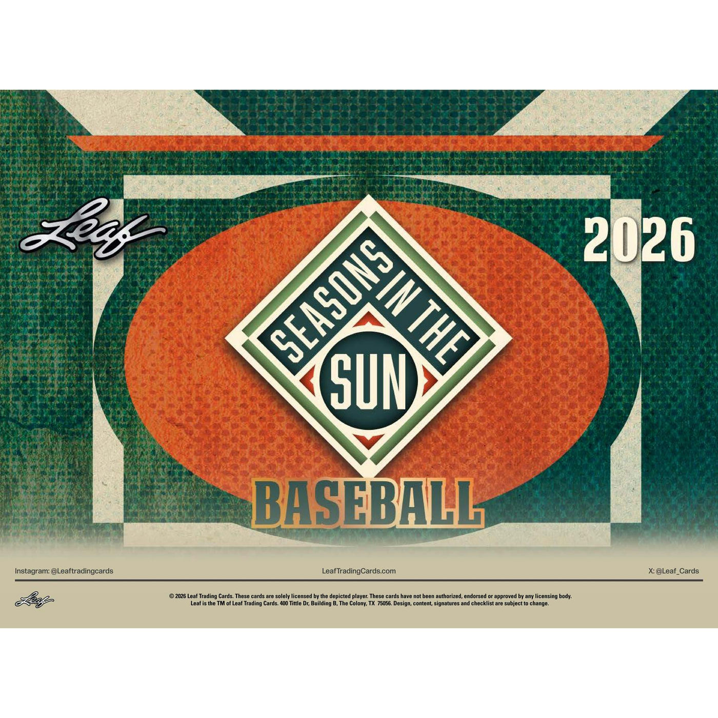 2026 Leaf Seasons in the Sun Baseball Hobby Box
