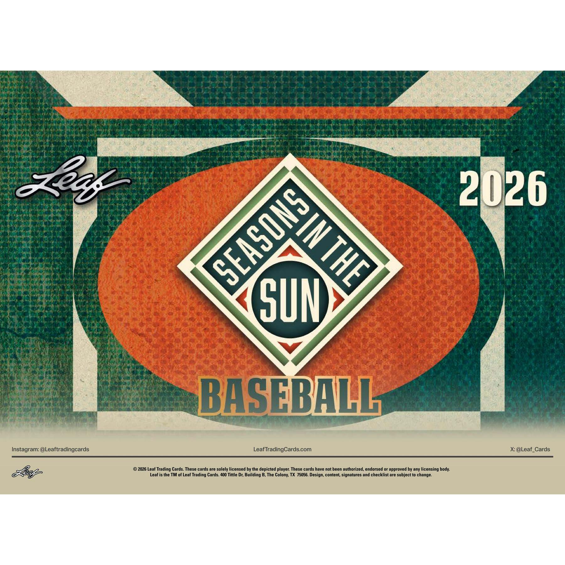 2026 Leaf Seasons in the Sun Baseball Hobby Box