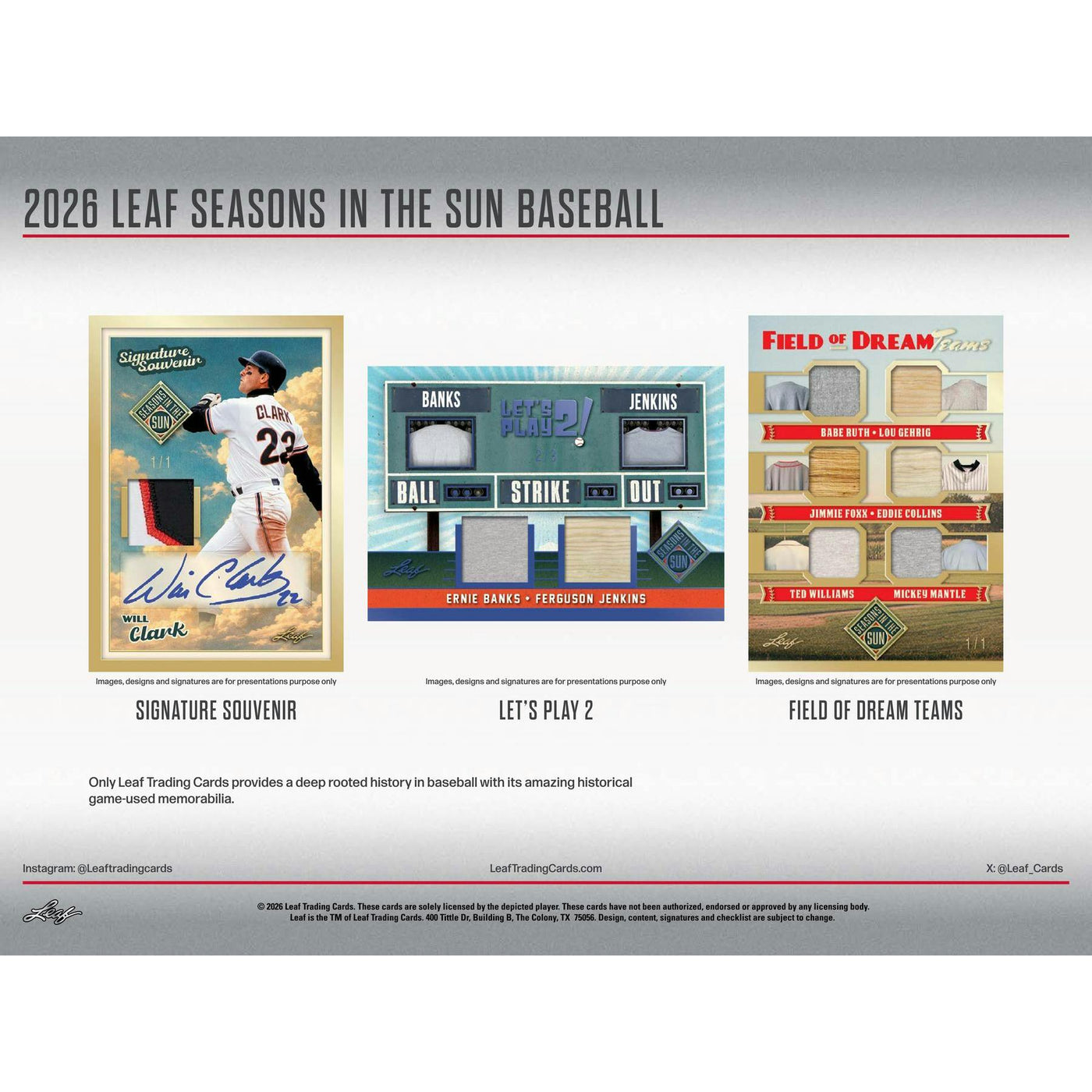 2026 Leaf Seasons in the Sun Baseball Hobby Box