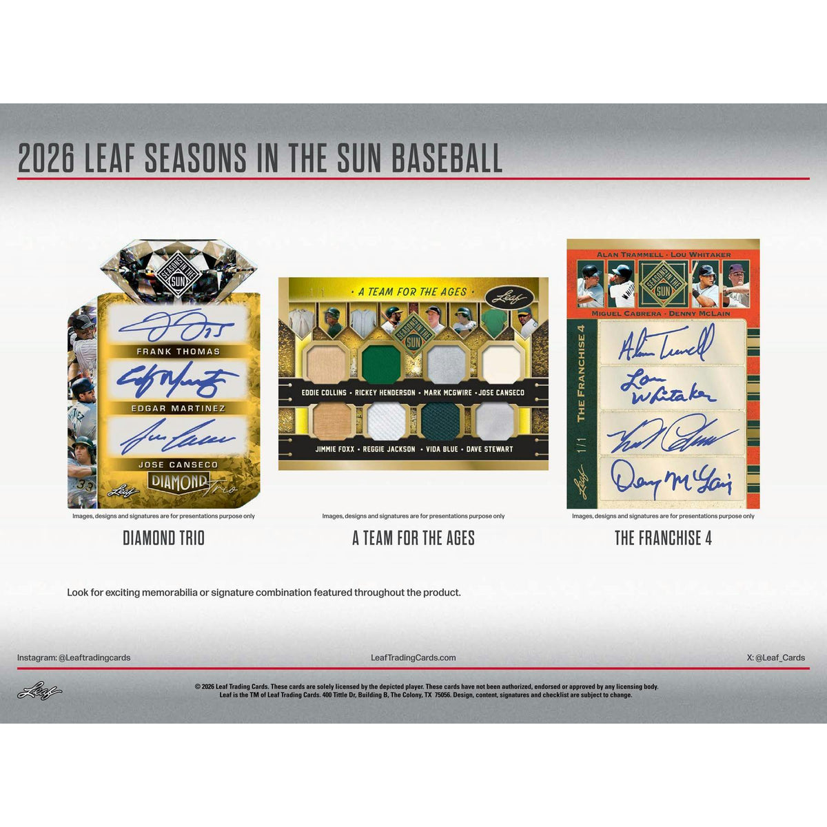 2026 Leaf Seasons in the Sun Baseball Hobby 10-Box Case