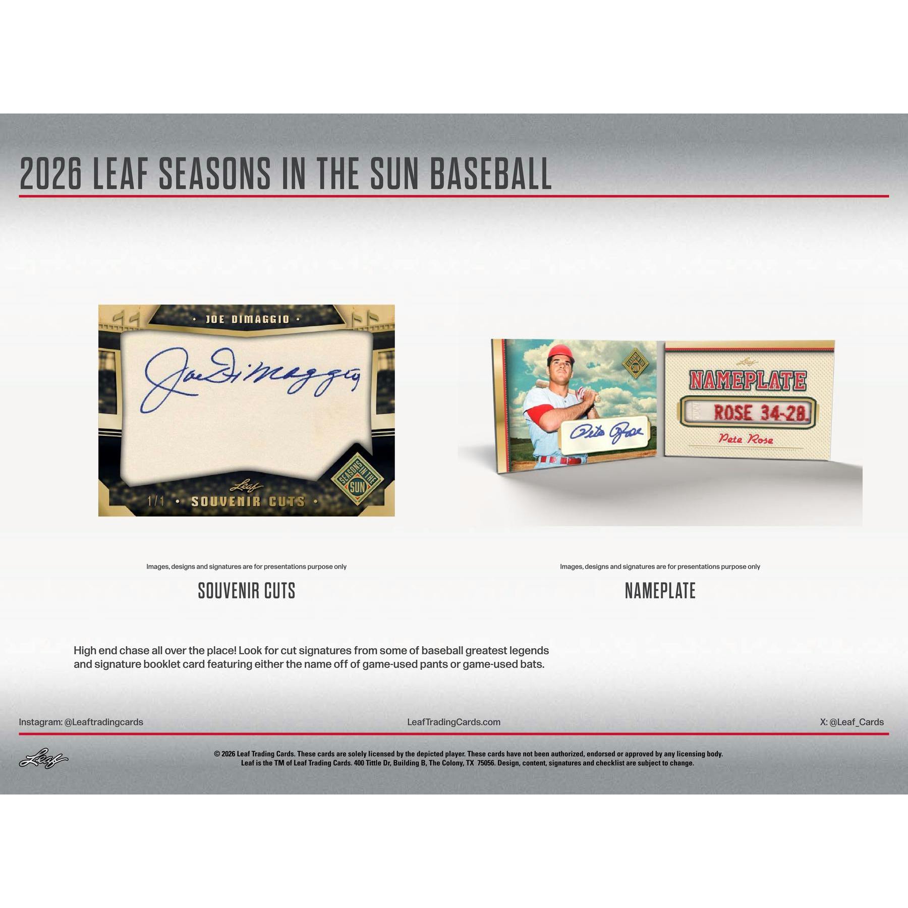 2026 Leaf Seasons in the Sun Baseball Hobby 10-Box Case