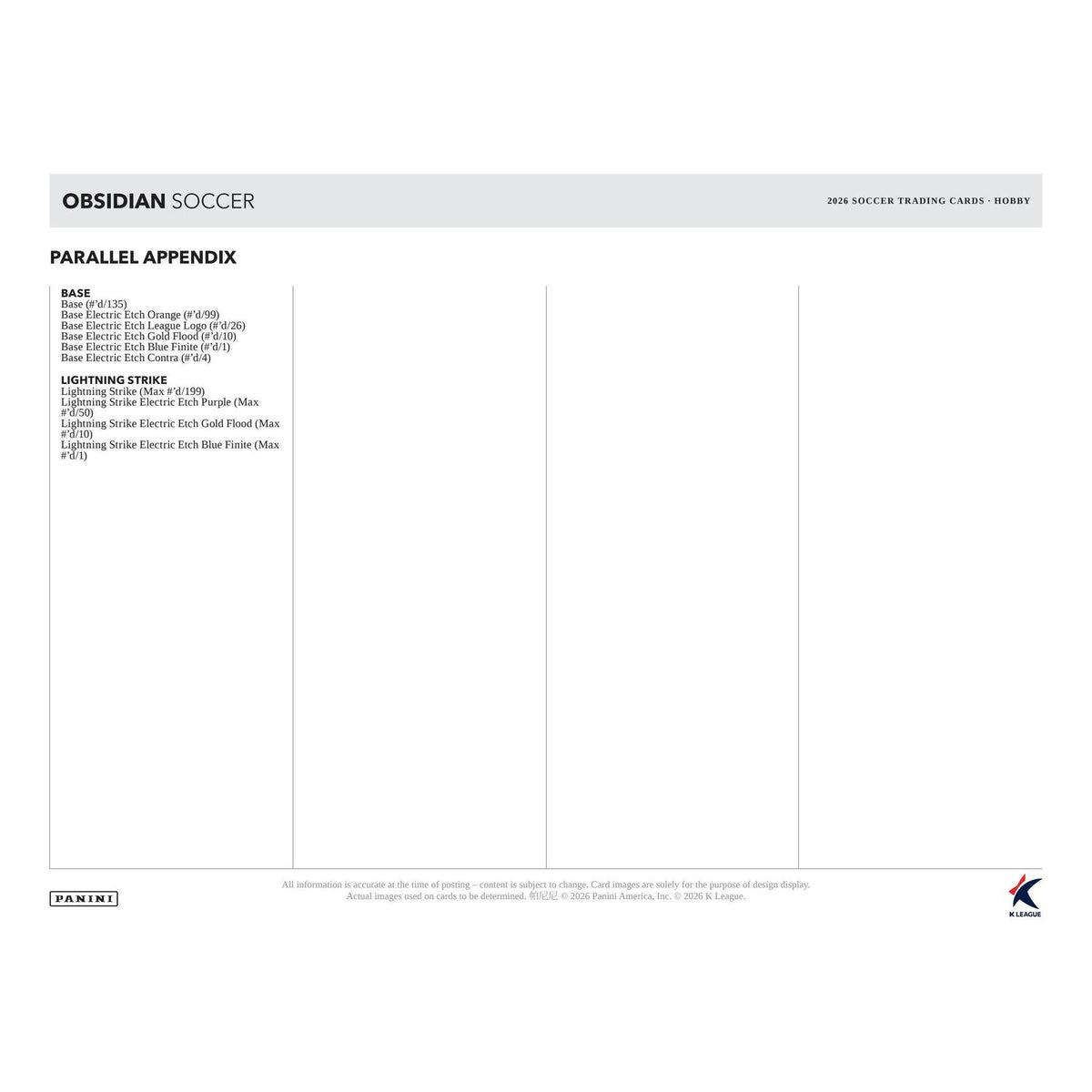 2026 Panini Obsidian K League Soccer Hobby Box (Presell)