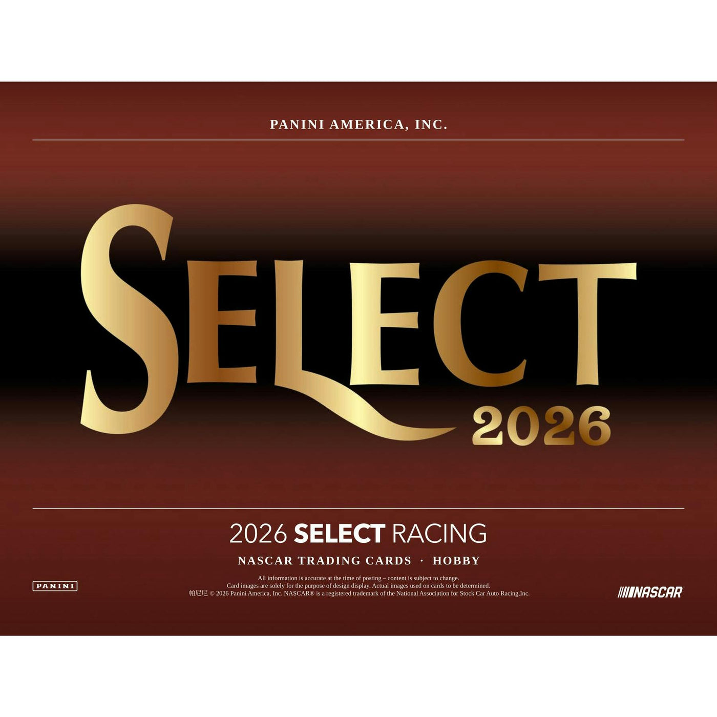 2026 Panini Select NASCAR Racing Hobby 12-Box Case