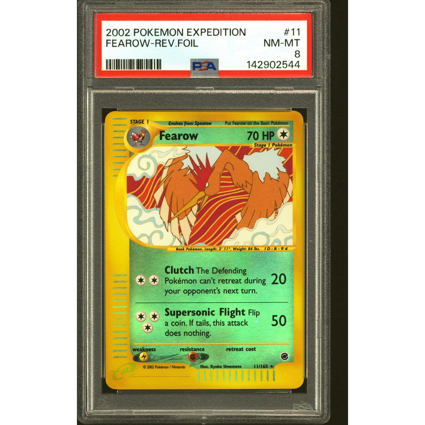 Pokemon Expedition Reverse Holo Foil Fearow 11/165 PSA 8