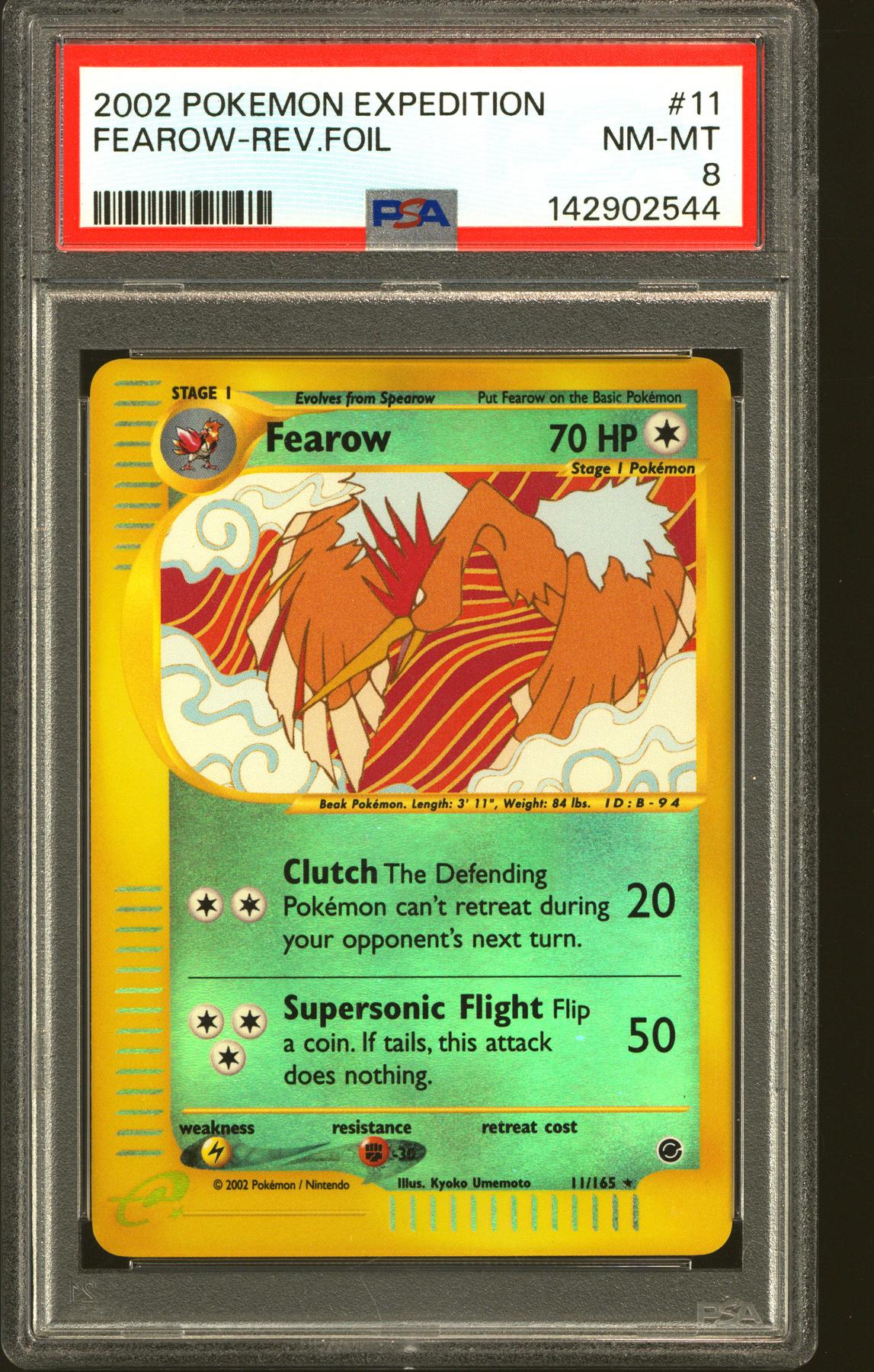 Pokemon Expedition Reverse Holo Foil Fearow 11/165 PSA 8