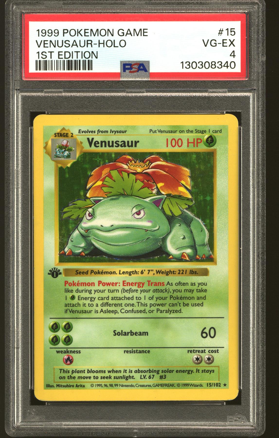 Pokemon Base Set 1st Edition Shadowless Venusaur 15/102 PSA 4