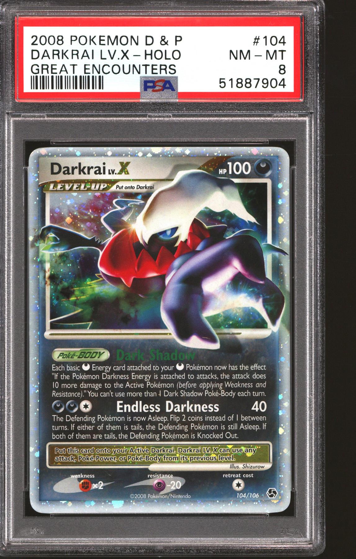 Pokemon D&P Great Encounters Darkrai Lv.X 104/106 PSA 8