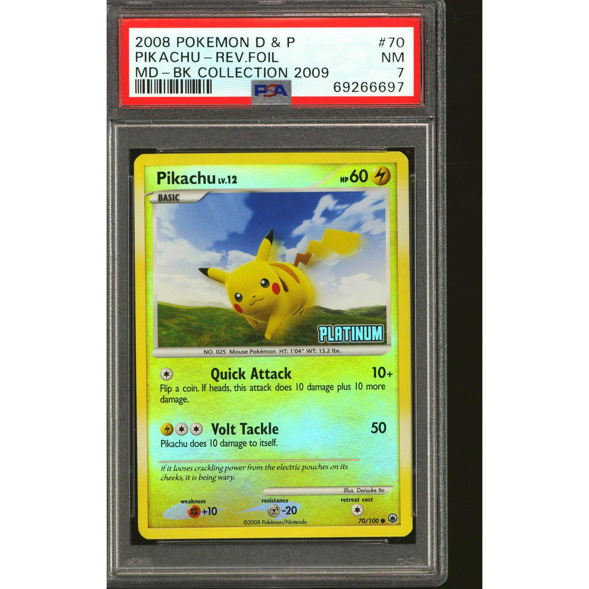 Pokemon Burger King Platinum Promo Reverse Holo Foil Pikachu 70/100 PSA 7