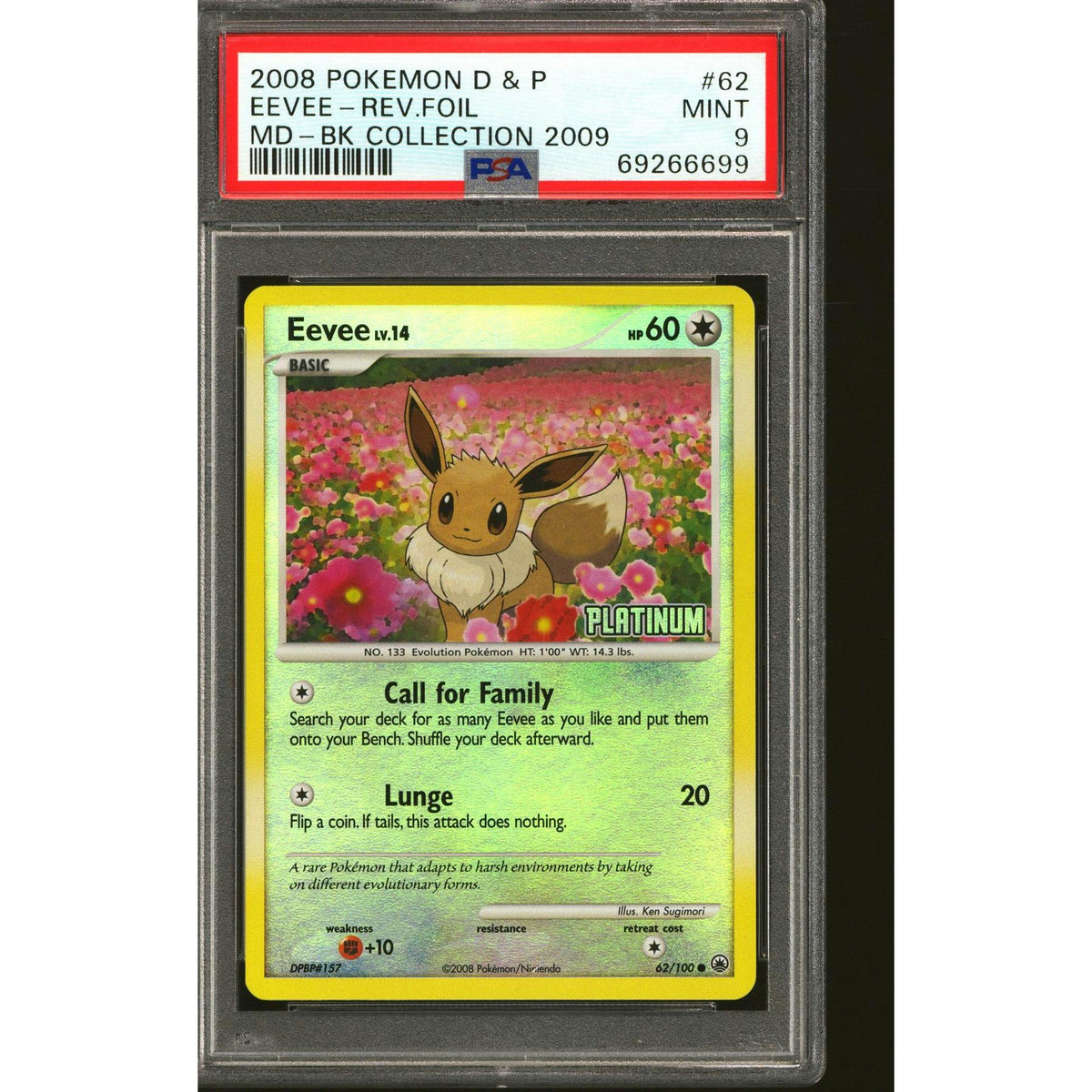 Pokemon Burger King Platinum Promo Reverse Holo Foil Eevee 62/100 PSA 9