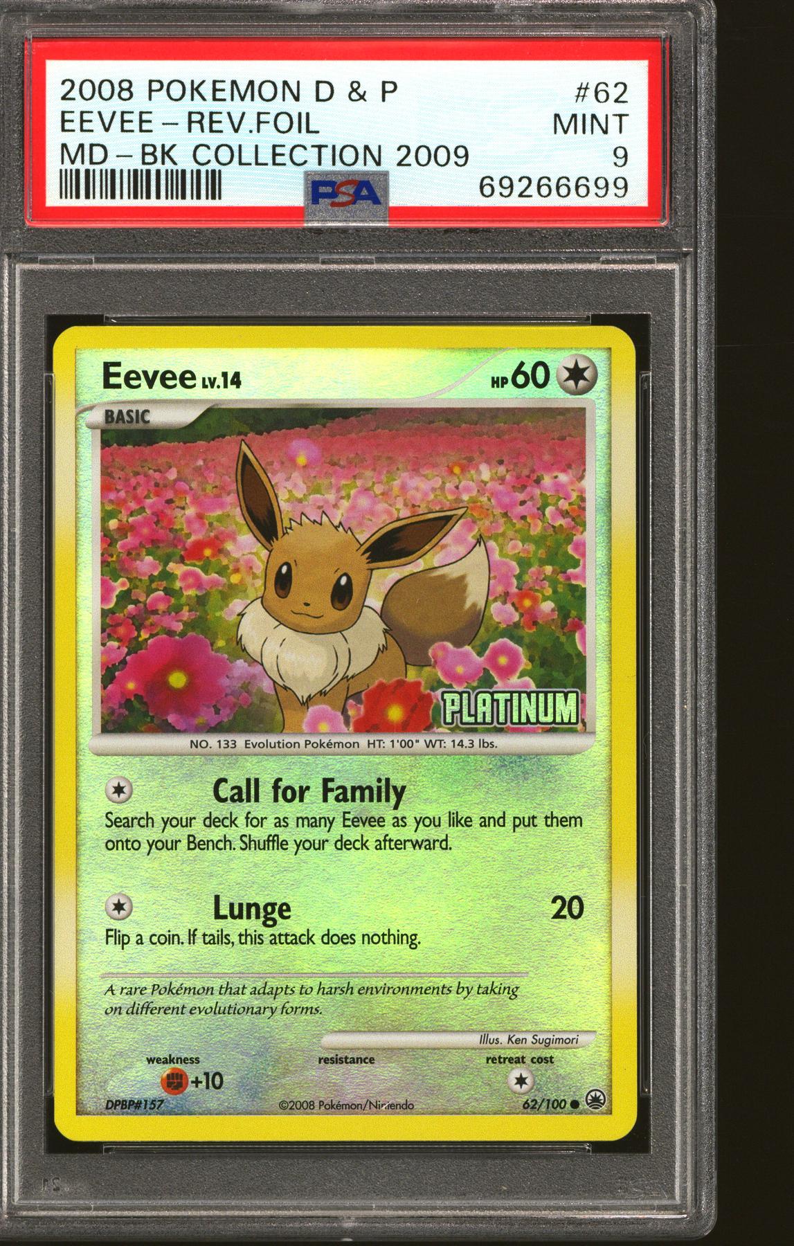 Pokemon Burger King Platinum Promo Reverse Holo Foil Eevee 62/100 PSA 9