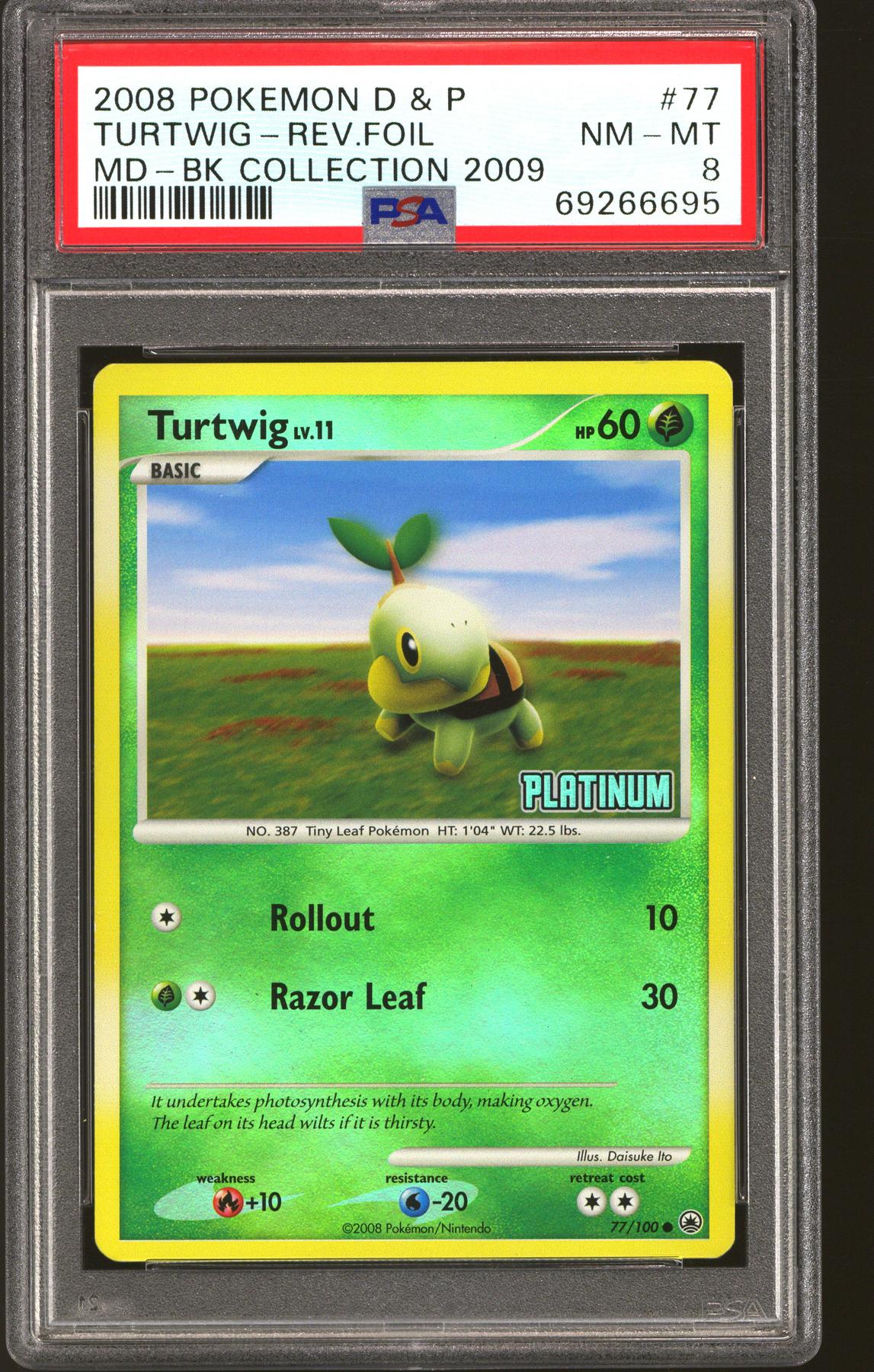 Pokemon Burger King Platinum Promo Reverse Holo Foil Turtwig 77/100 PSA 8