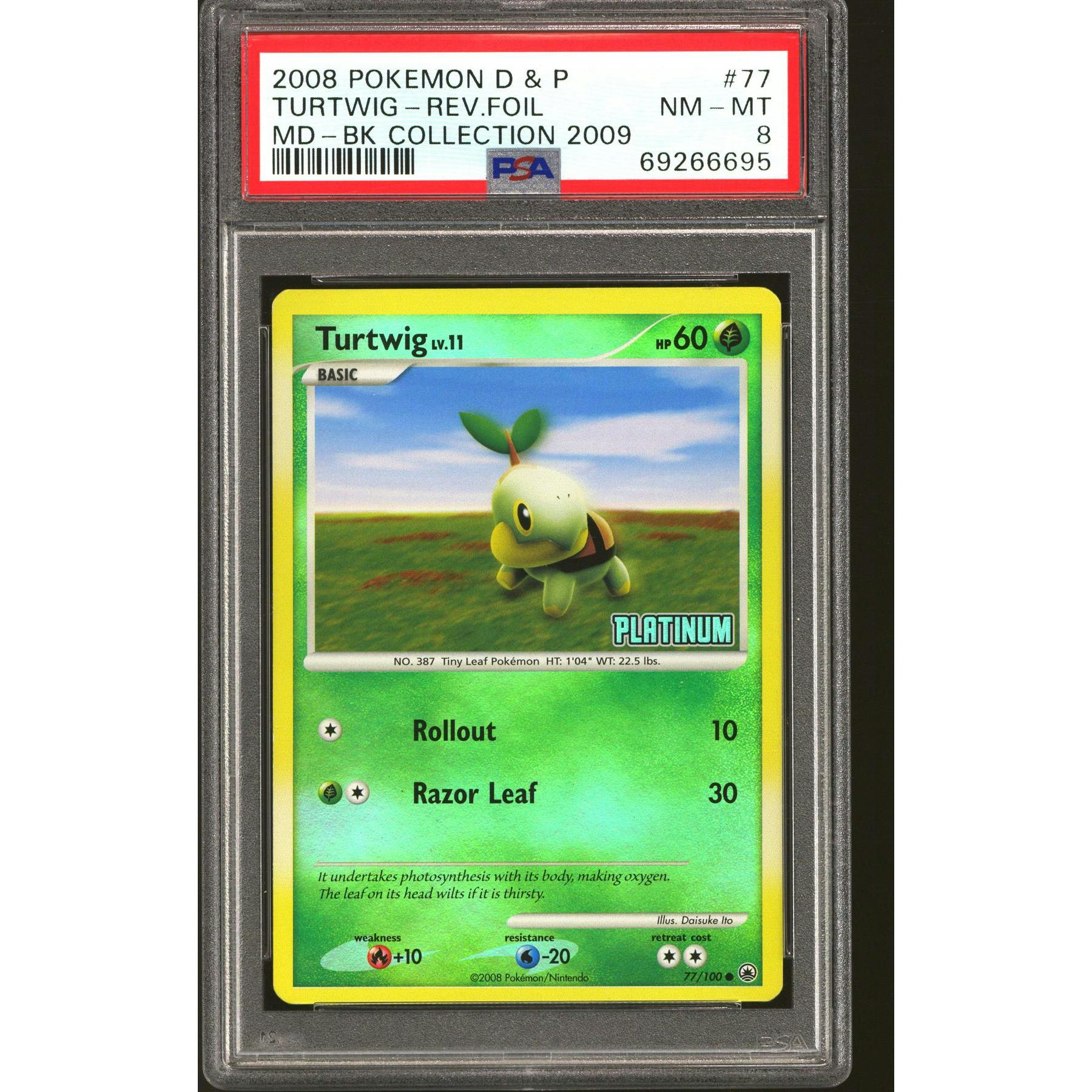 Pokemon Burger King Platinum Promo Reverse Holo Foil Turtwig 77/100 PSA 8
