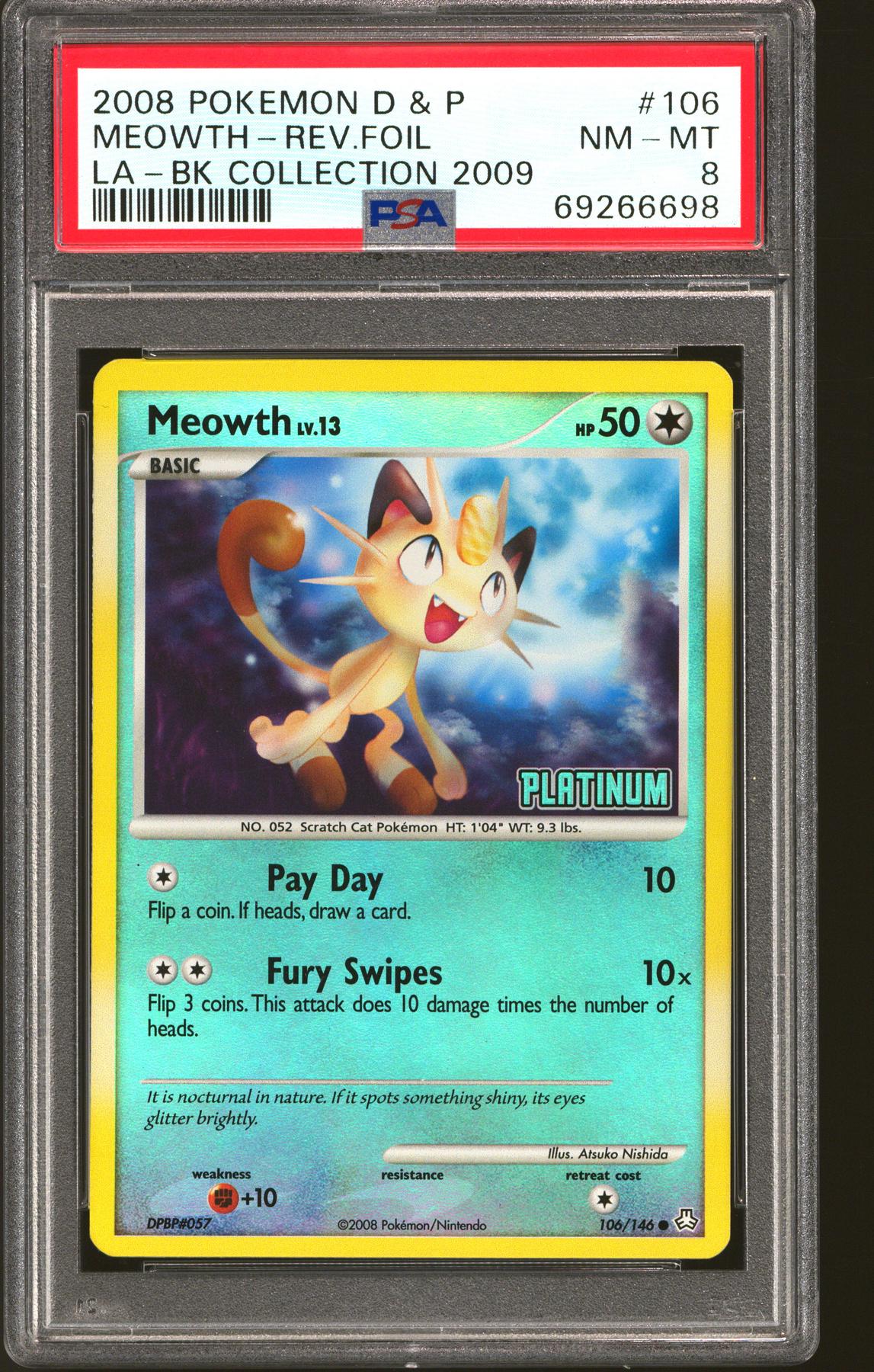 Pokemon Burger King Platinum Promo Reverse Holo Foil Meowth 106/146 PSA 8