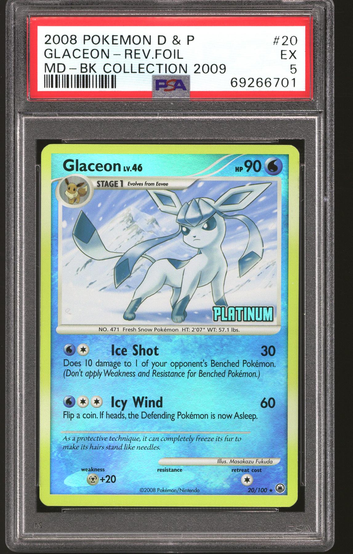 Pokemon Burger King Platinum Promo Reverse Holo Foil Glaceon 20/100 PSA 5