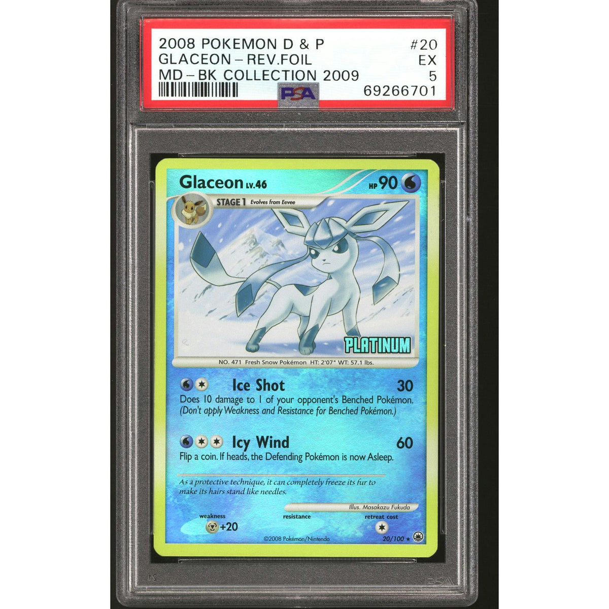 Pokemon Burger King Platinum Promo Reverse Holo Foil Glaceon 20/100 PSA 5