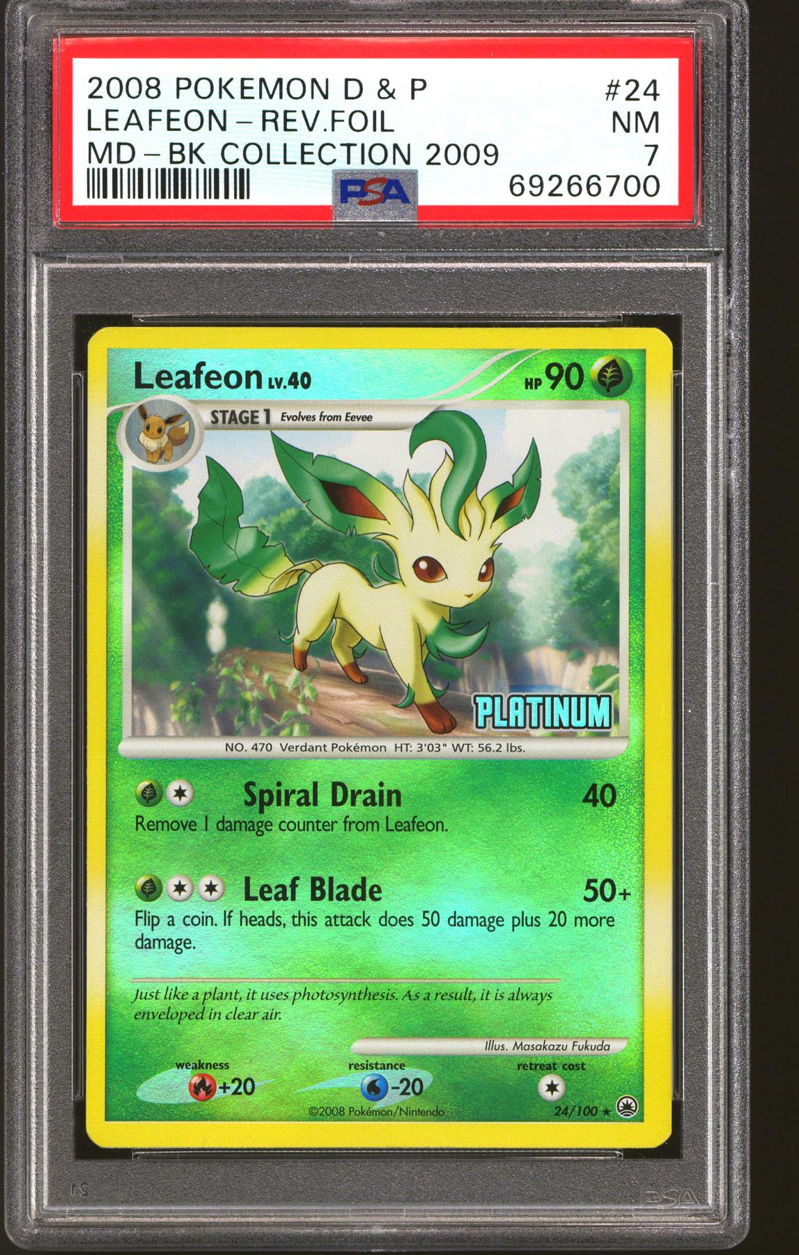 Pokemon Burger King Platinum Promo Reverse Holo Foil Leafeon 24/100 PSA 7