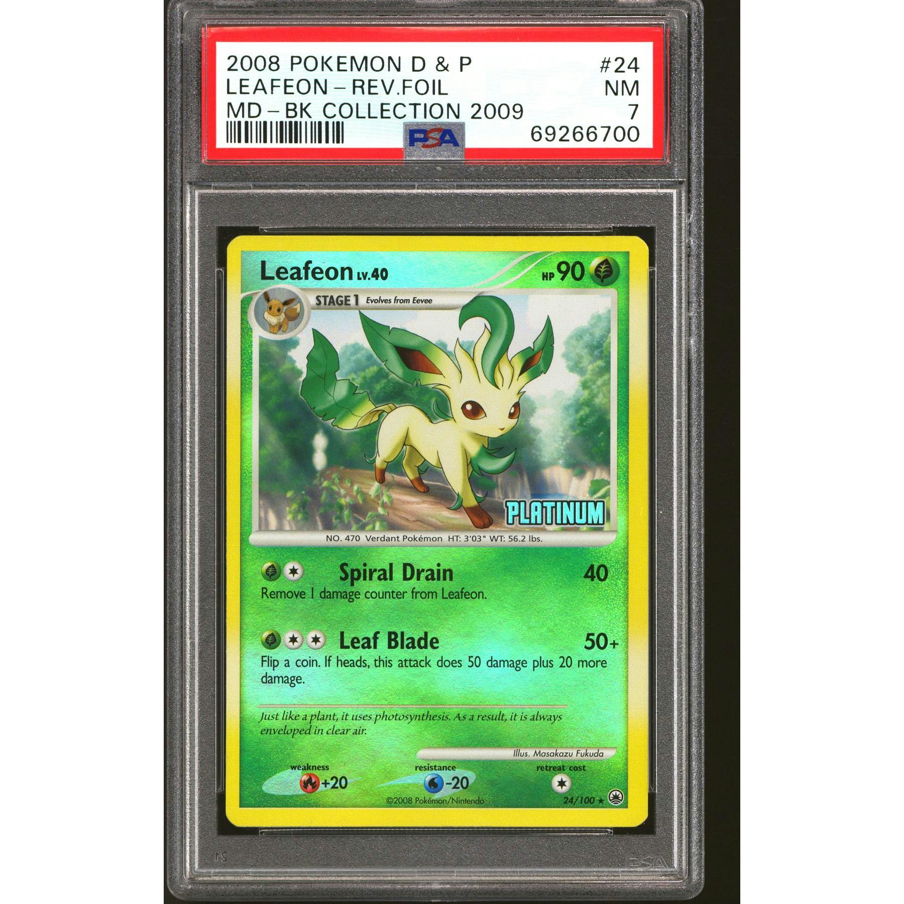 Pokemon Burger King Platinum Promo Reverse Holo Foil Leafeon 24/100 PSA 7