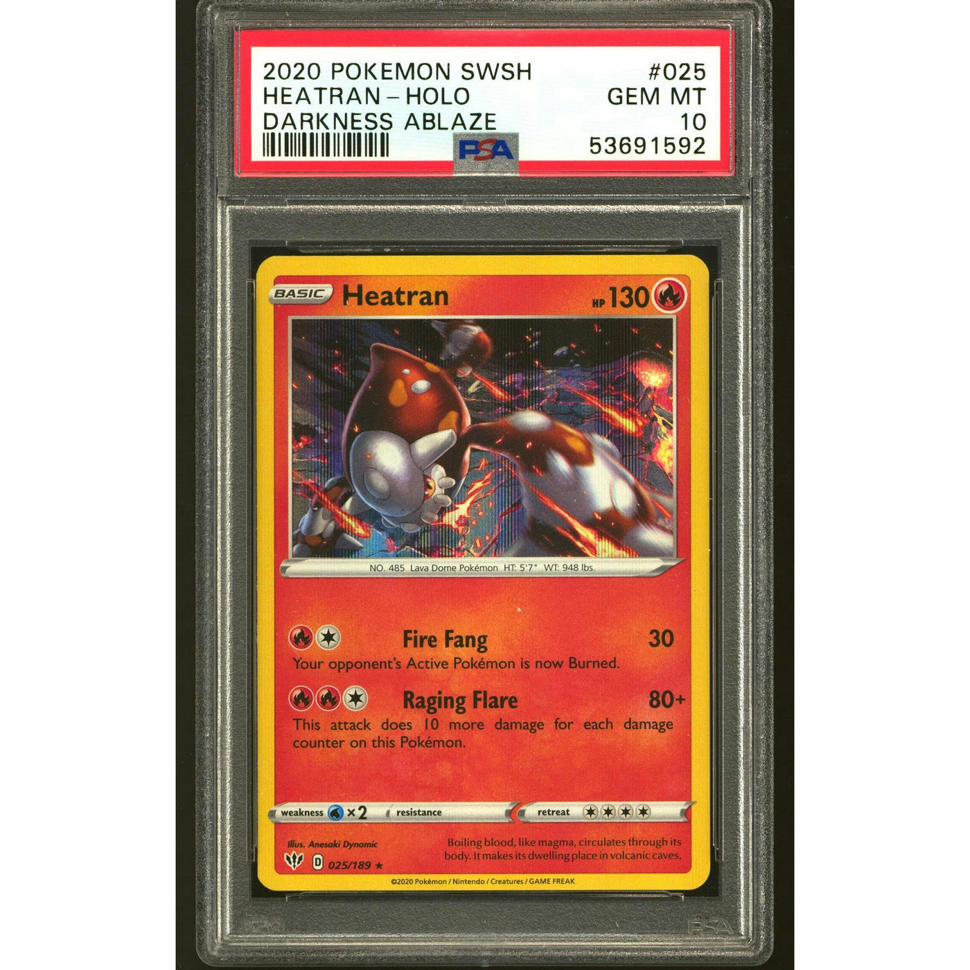 Pokemon Darkness Ablaze Heatran 025/189 PSA 10 GEM MINT
