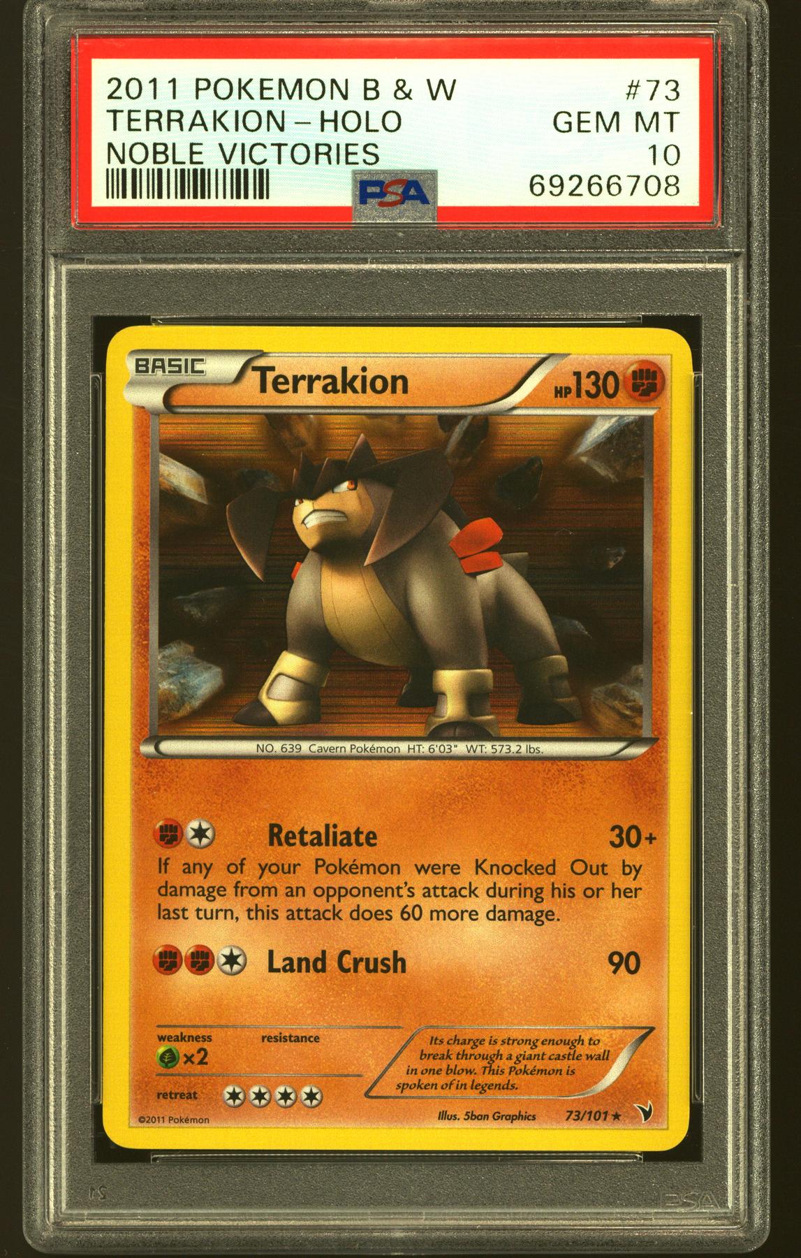 Pokemon Noble Victories Terrakion 73/101 PSA 10 GEM MINT POP 5
