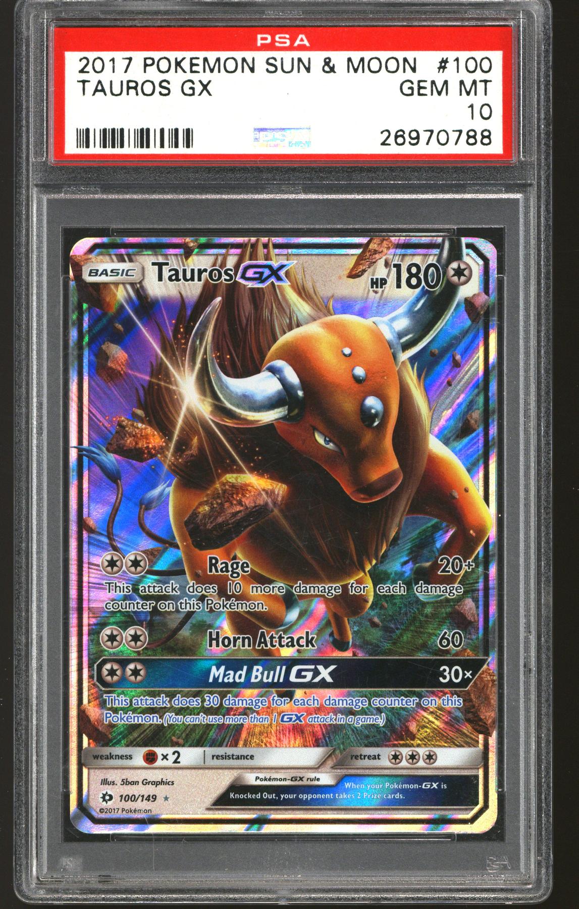 Pokemon Sun & Moon Base Tauros GX 100/149 PSA 10 GEM MINT