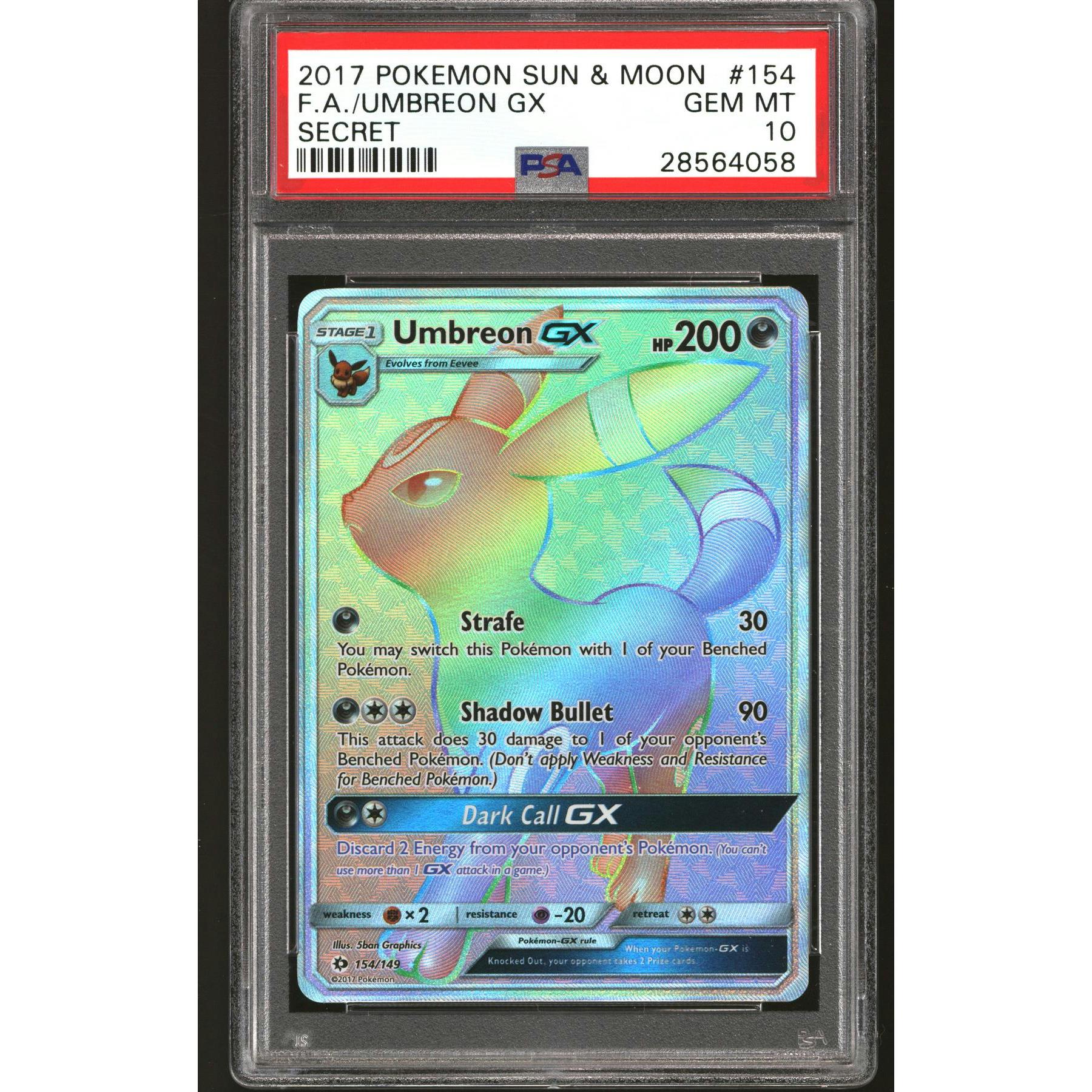 Pokemon Sun & Moon Base Umbreon GX 154/149 PSA 10 GEM MINT