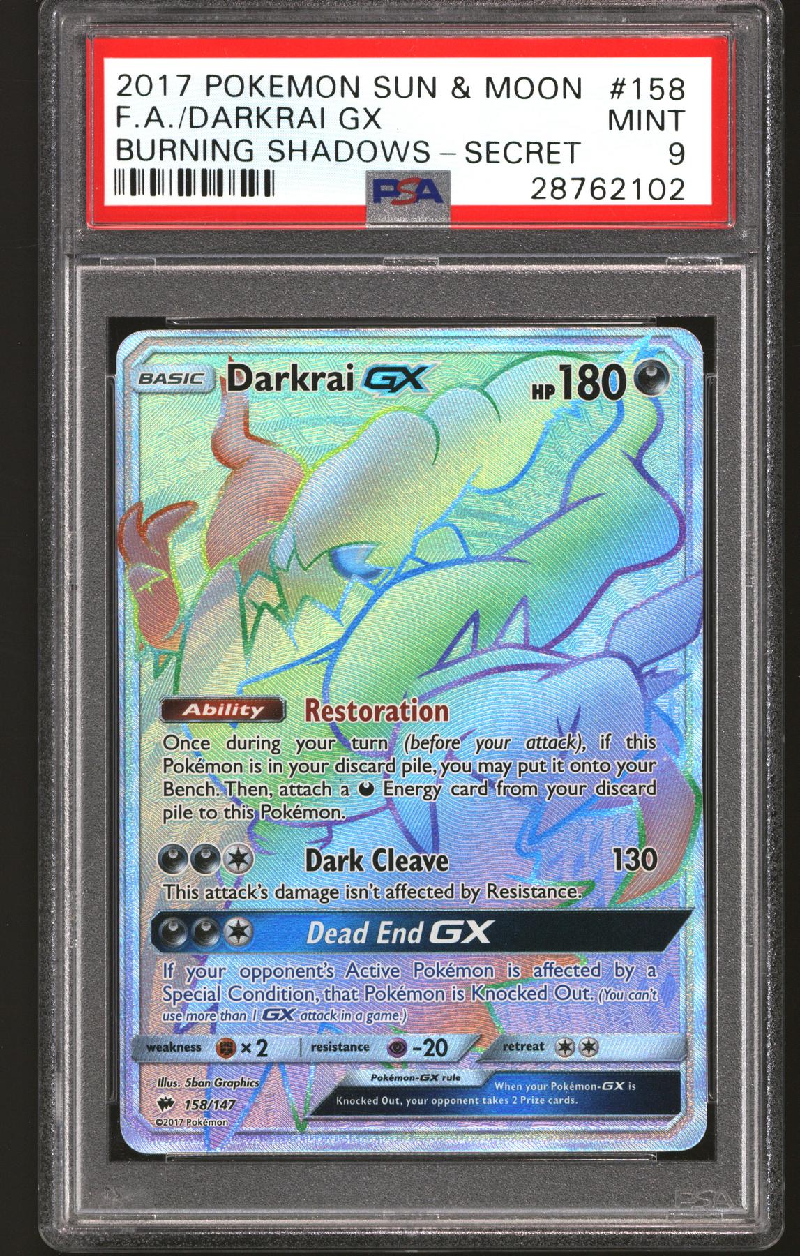 Pokemon Burning Shadows Darkrai GX 158/147 PSA 9
