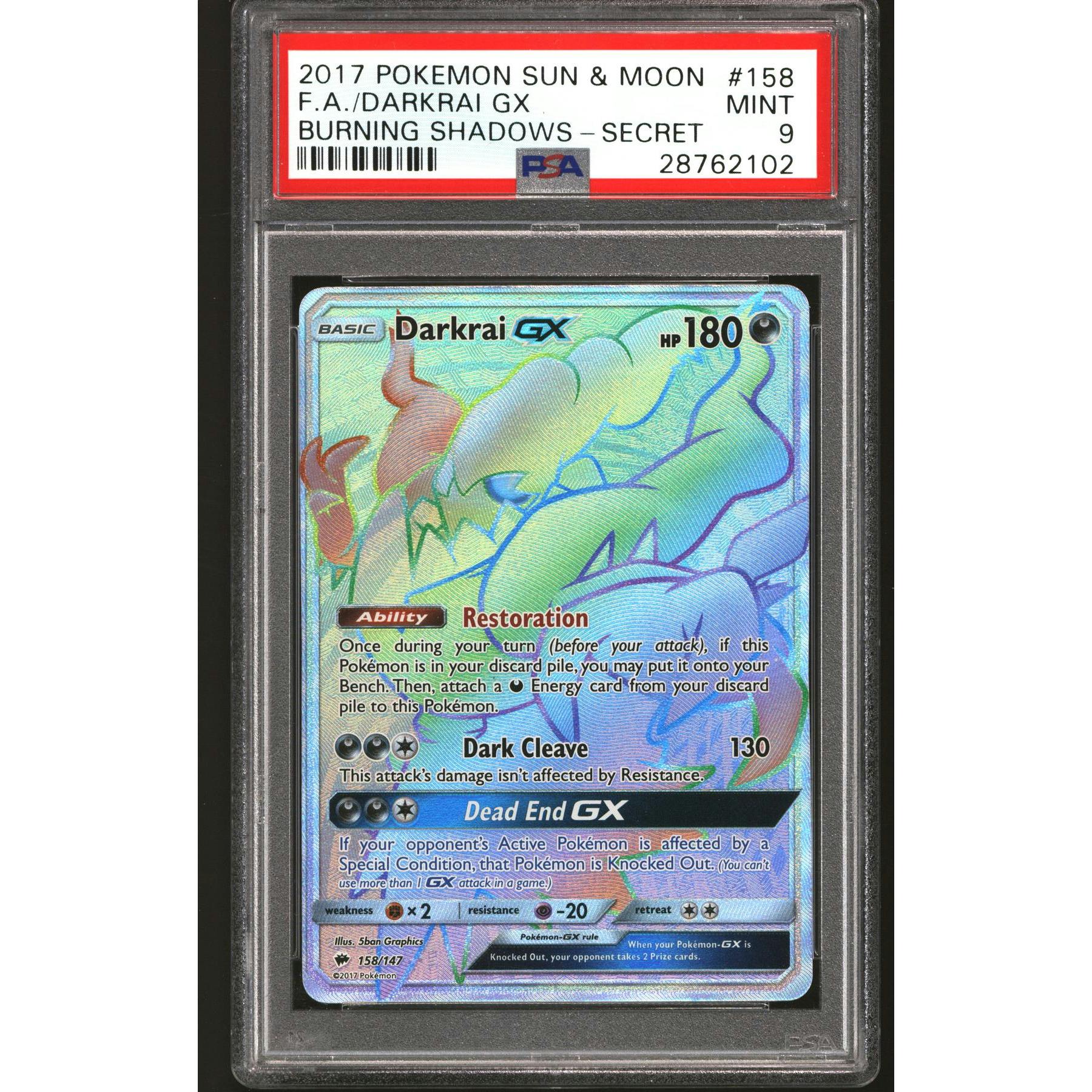 Pokemon Burning Shadows Darkrai GX 158/147 PSA 9
