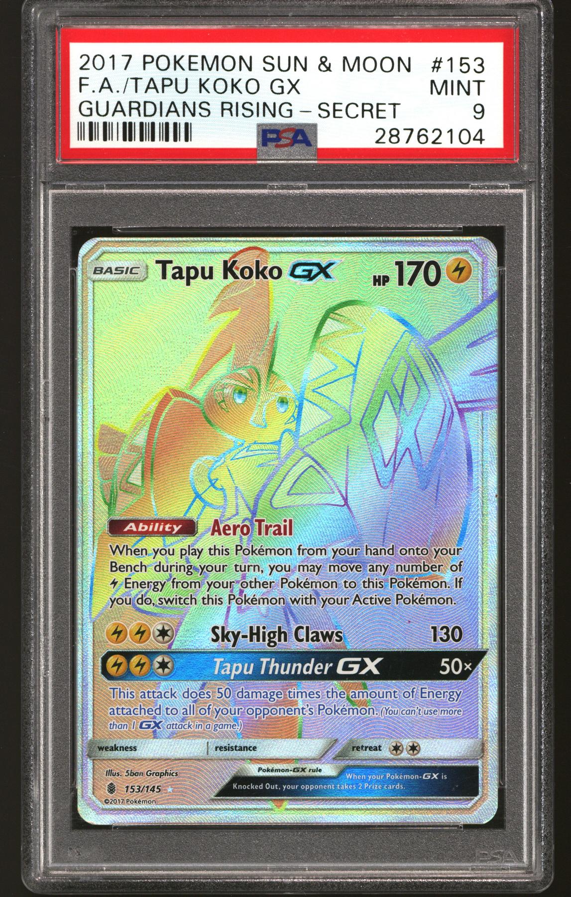 Pokemon Guardians Rising Tapu Koko GX 153/145 PSA 9