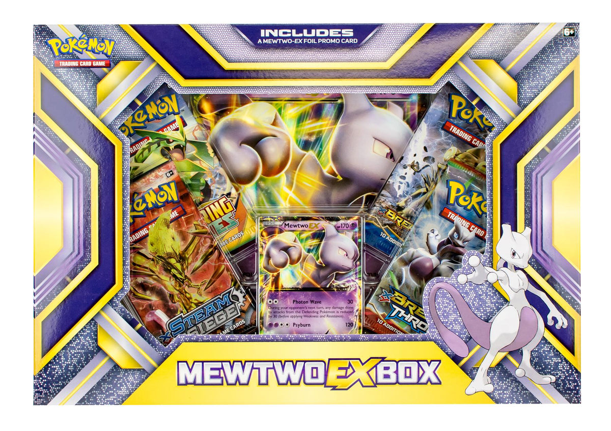 Pokemon Mewtwo EX Box - 4 XY Booster Pack Inside 2 Breakpoint 1 Fates Collide 1 Steam Siege