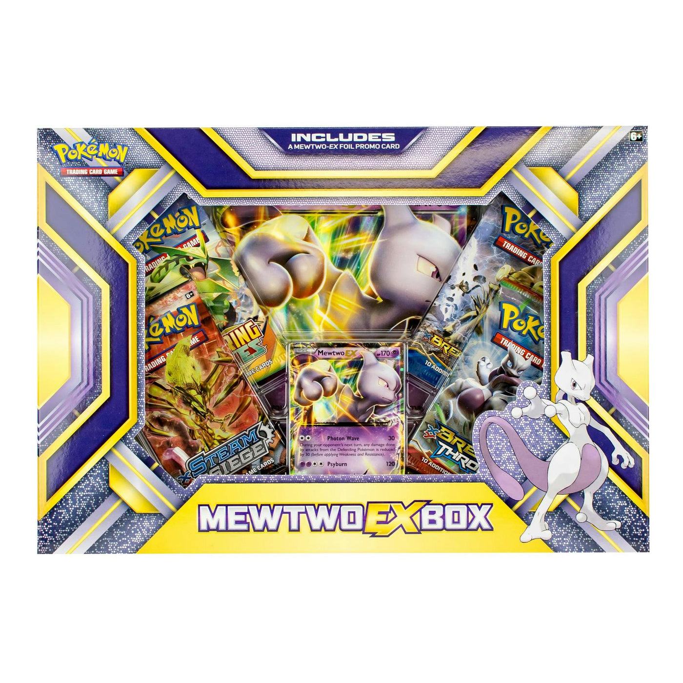 Pokemon Mewtwo EX Box - 4 XY Booster Pack Inside 2 Breakpoint 1 Fates Collide 1 Steam Siege