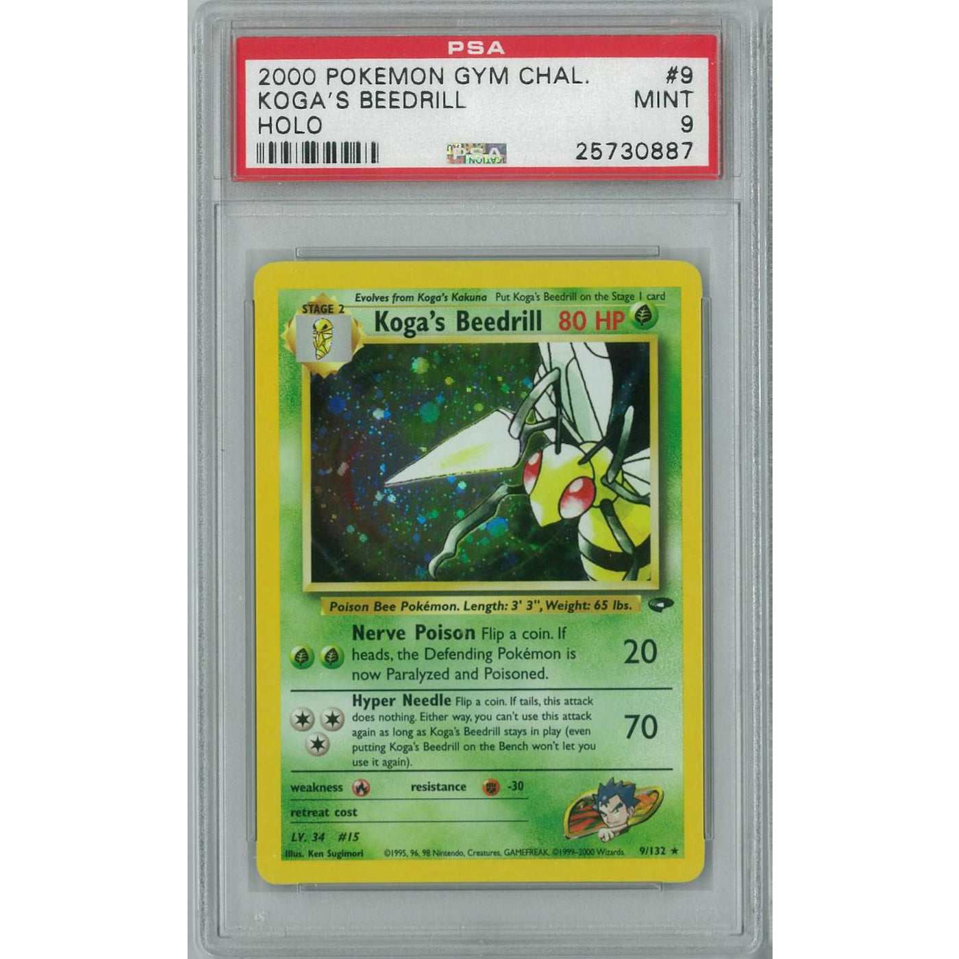 Pokemon Gym Challenge Koga's Beedrill 9/132 PSA 9
