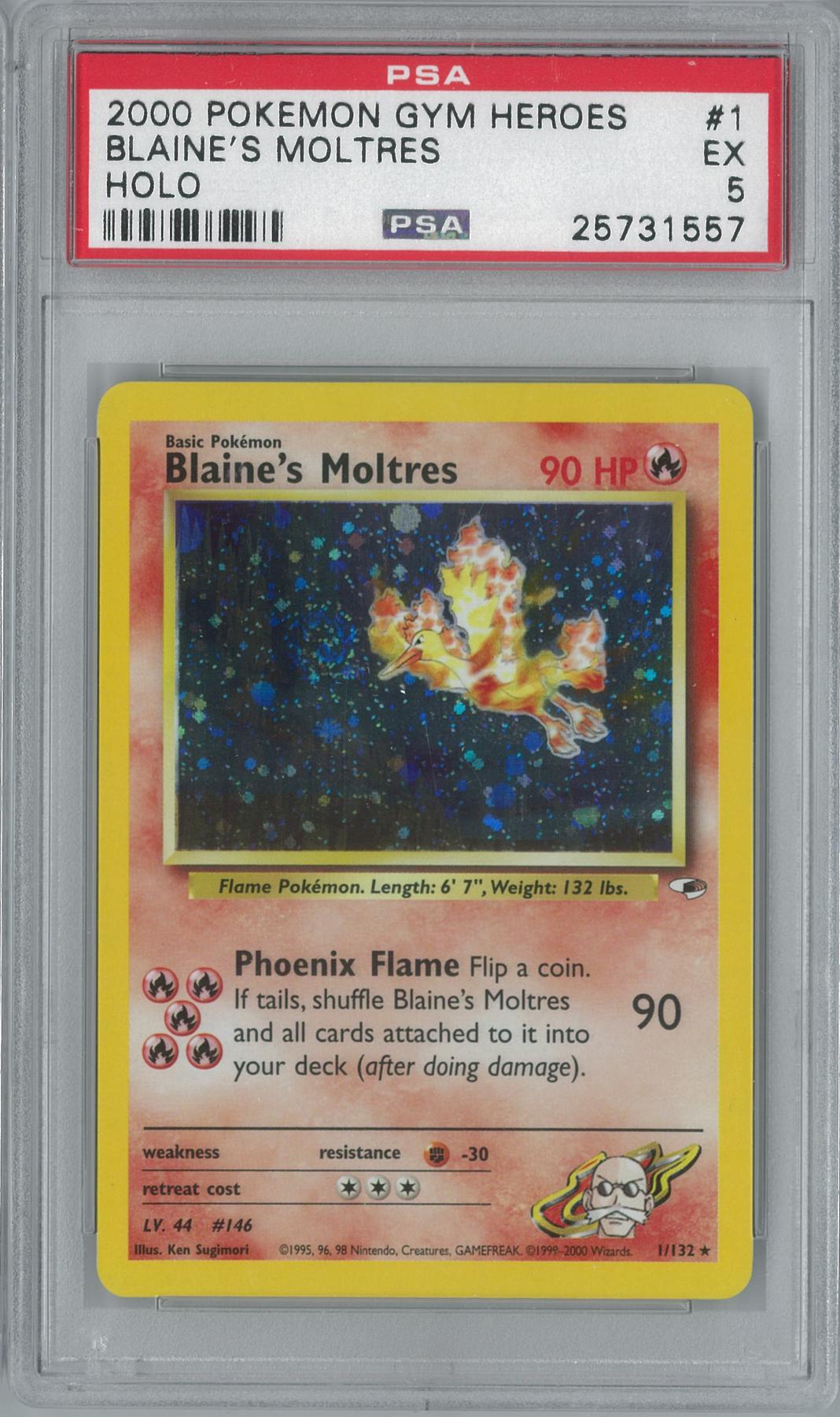 Pokemon Gym Heroes Blaine's Moltres 1/132 PSA 5