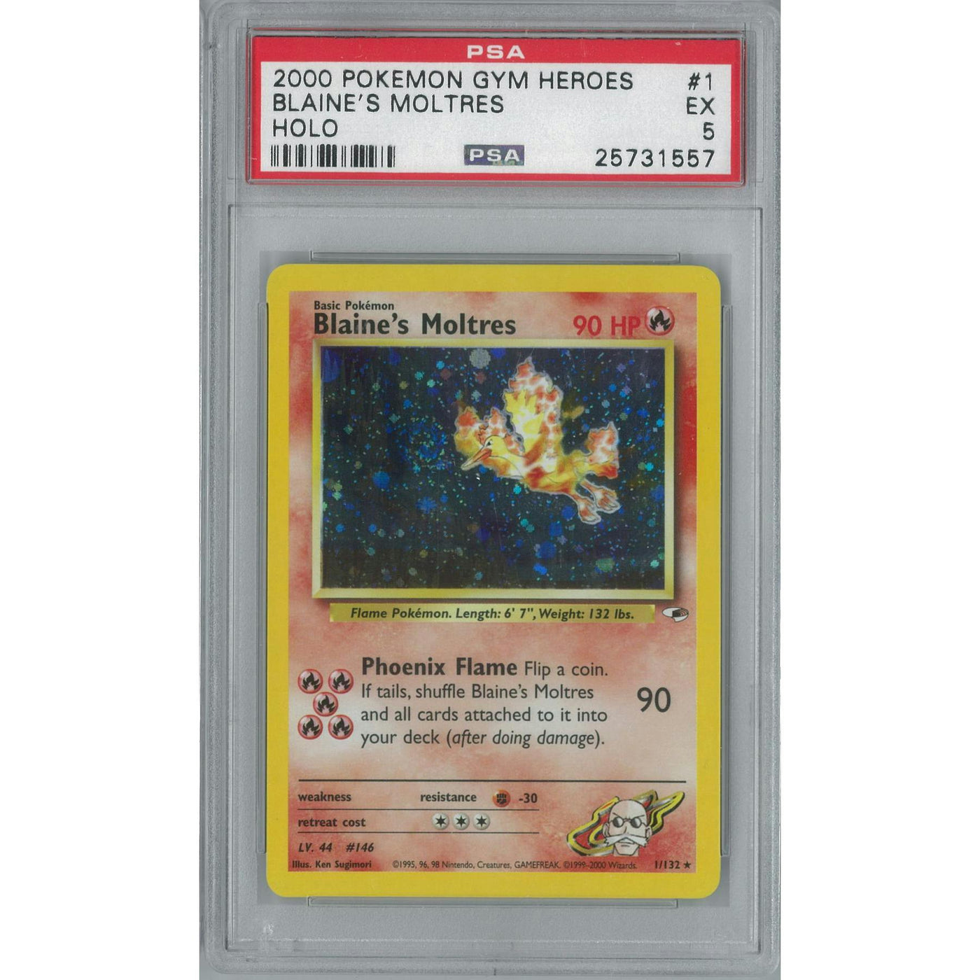 Pokemon Gym Heroes Blaine's Moltres 1/132 PSA 5