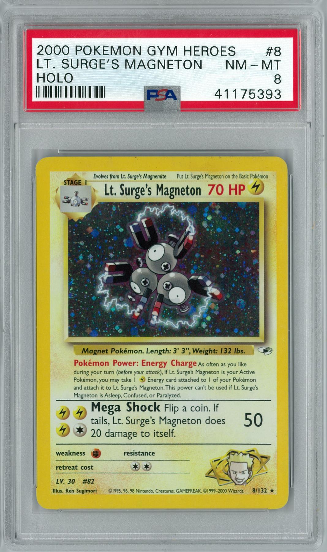 Pokemon Gym Heroes Lt. Surge's Magneton 8/132 PSA 8