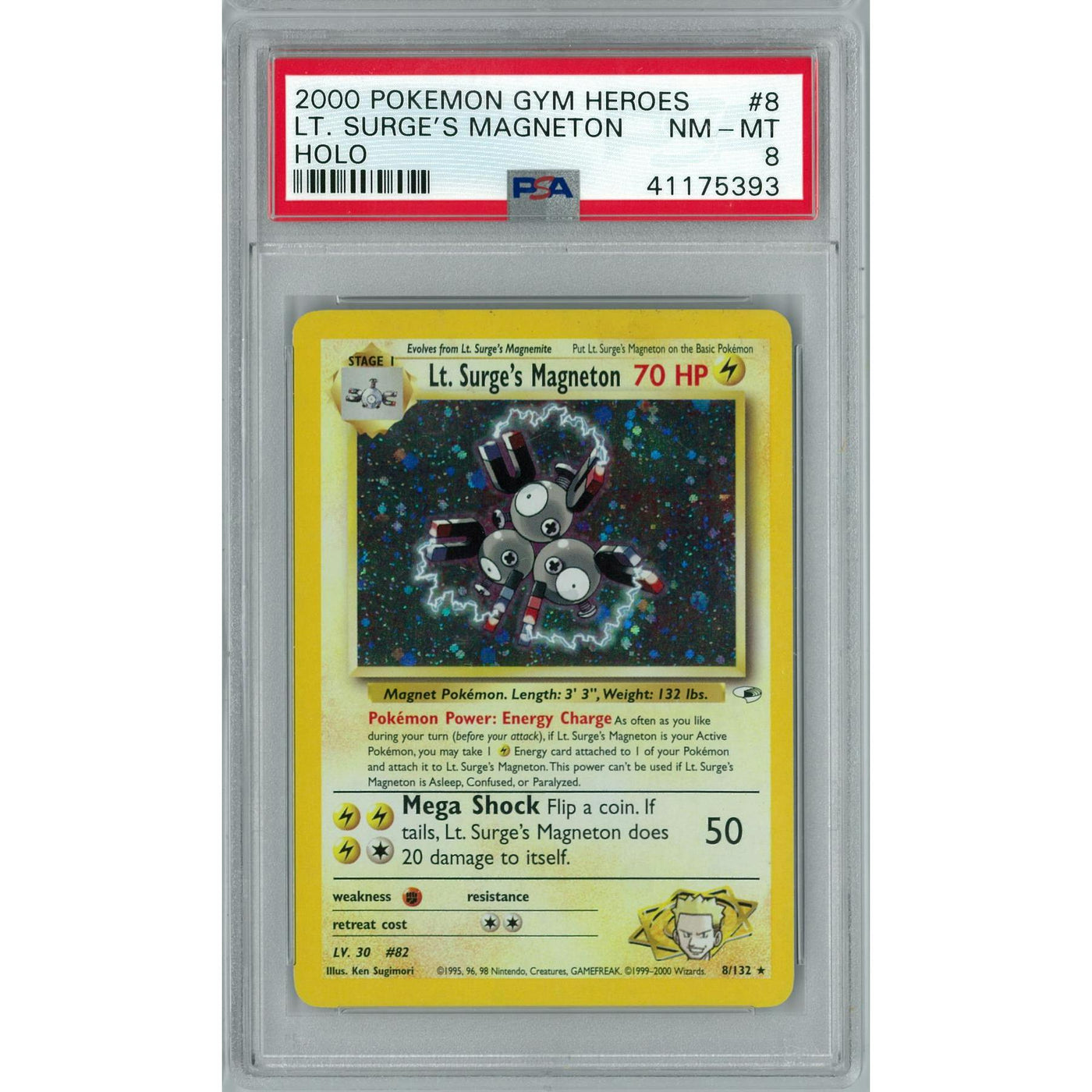 Pokemon Gym Heroes Lt. Surge's Magneton 8/132 PSA 8