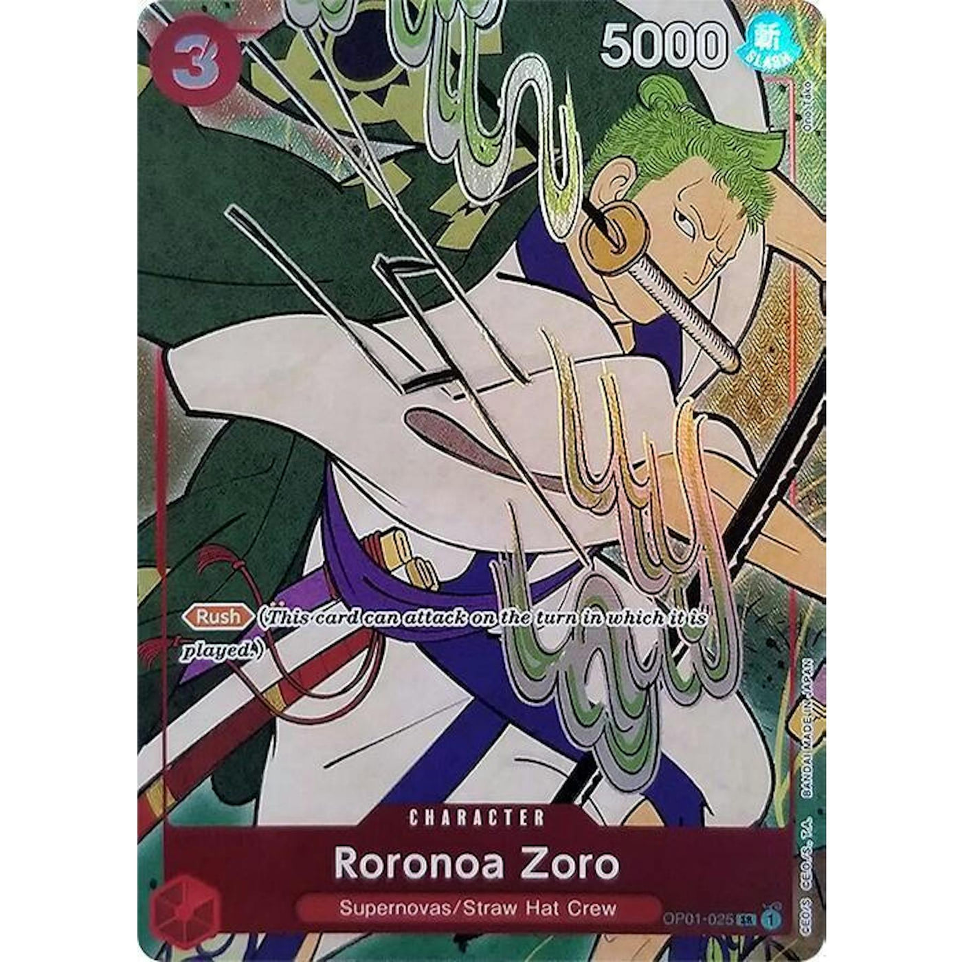 One Piece TCG 1st Anniversary Roronoa Zoro OP01-025 FOIL NEAR MINT NM