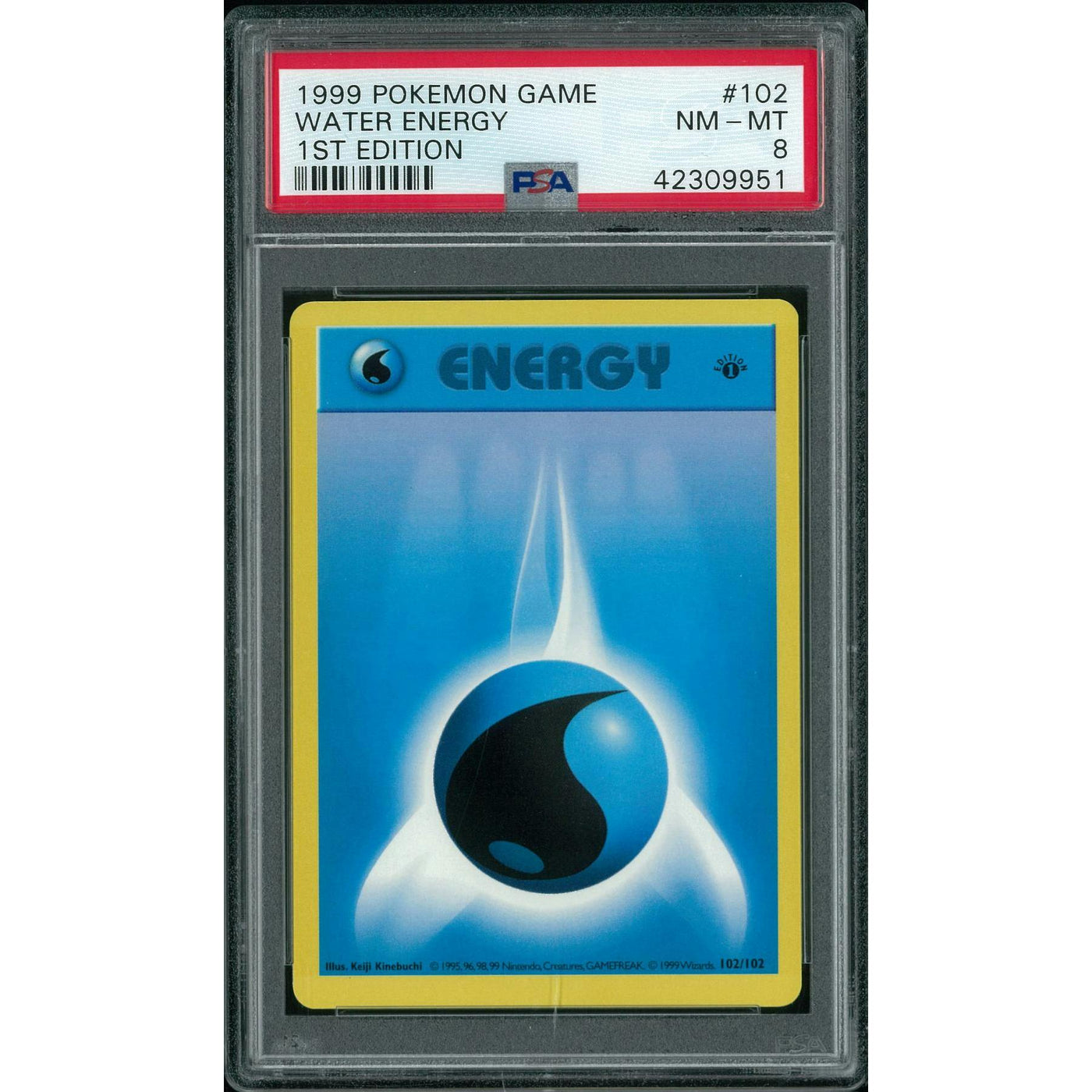 Pokemon Base Set 1st Edition Shadowless Water Energy 102/102 PSA 8