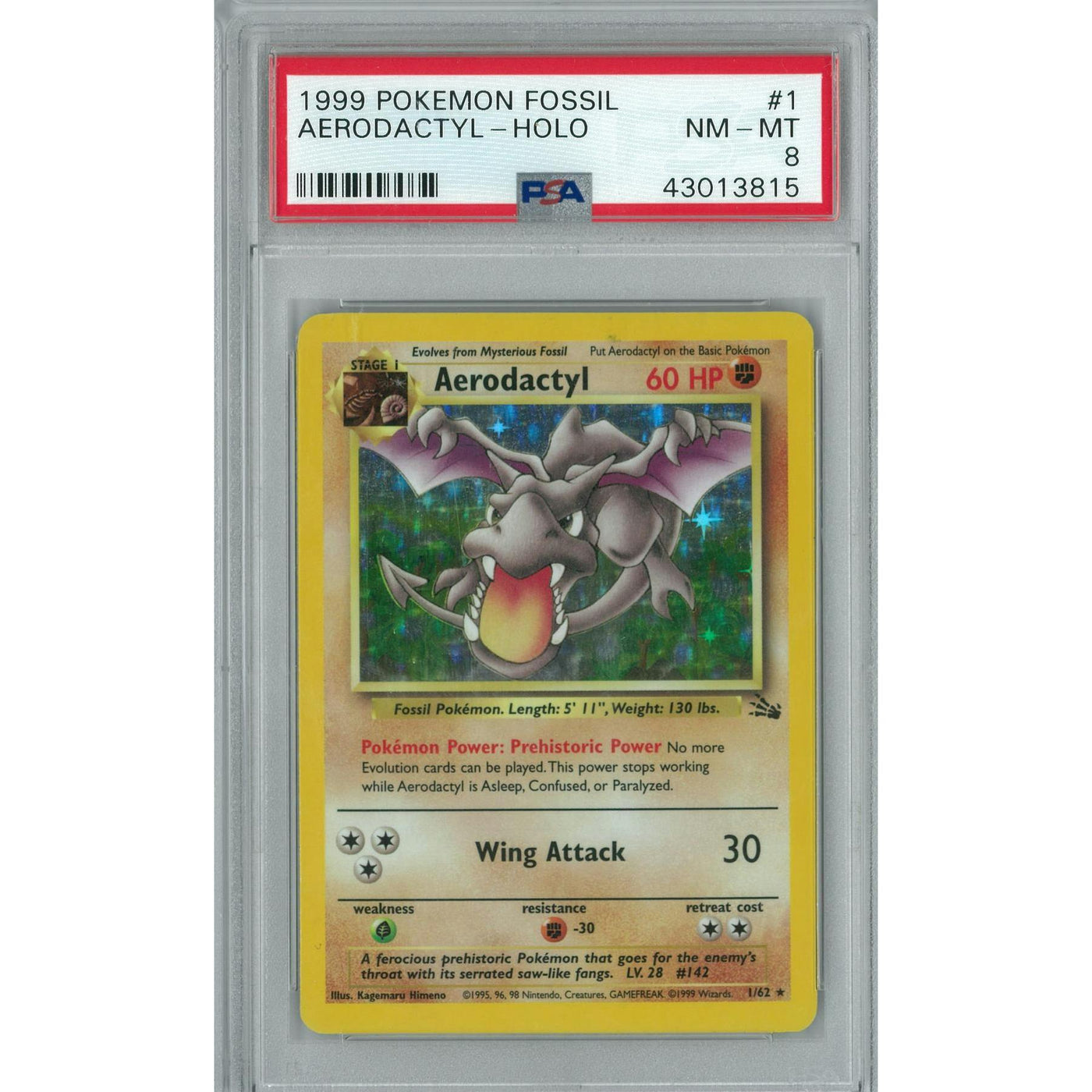 Pokemon Fossil Aerodactyl 1/62 PSA 8