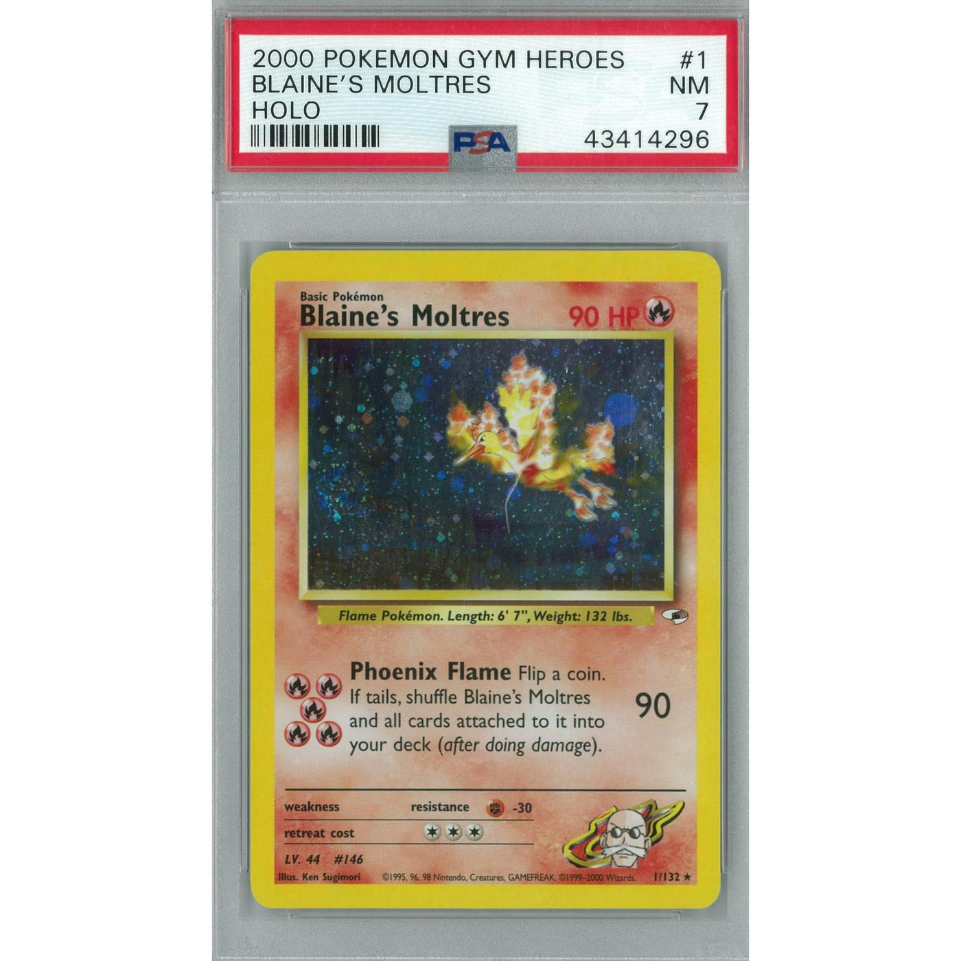 Pokemon Gym Heroes Blaine's Moltres 1/132 PSA 7
