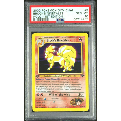 2000 Pokemon Gym Challenge Brock's Ninetales Holo 1st Edition 3/132 PSA 10