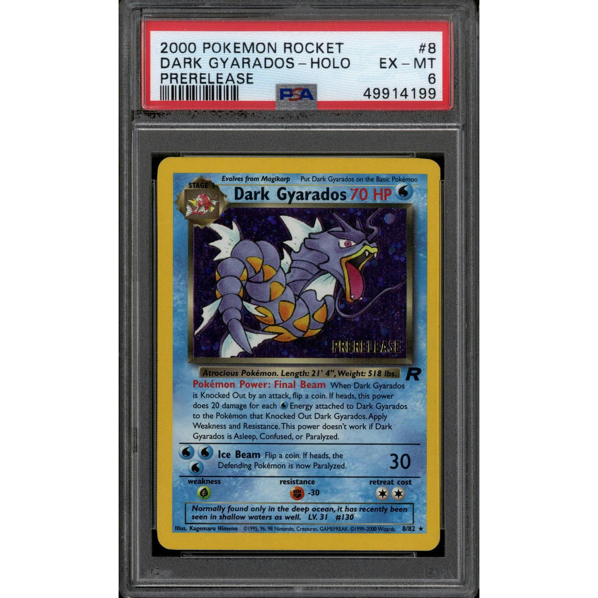 Pokemon Team Rocket Prerelease Dark Gyarados 8/82 PSA 6