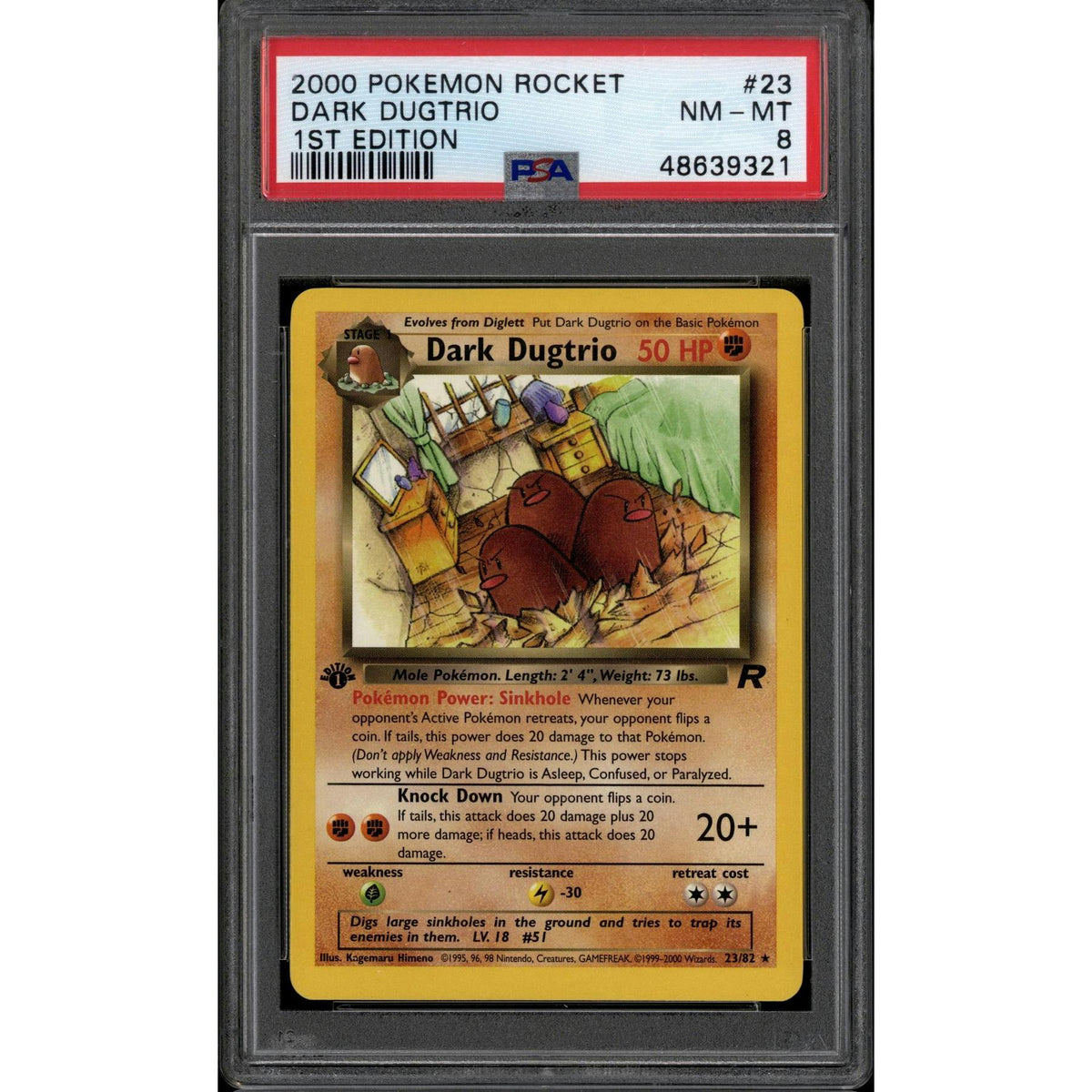 Pokemon Team Rocket 1st Edition Dark Dugtrio 23/82 PSA 8