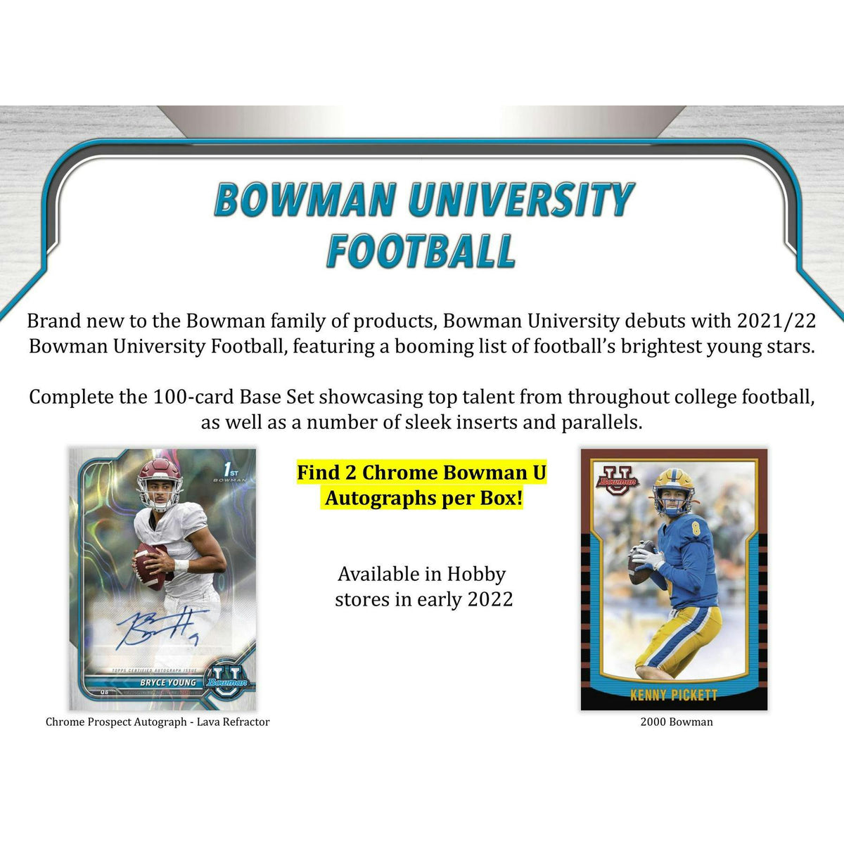 2022 Bowman University Football Hobby 12-Box Case