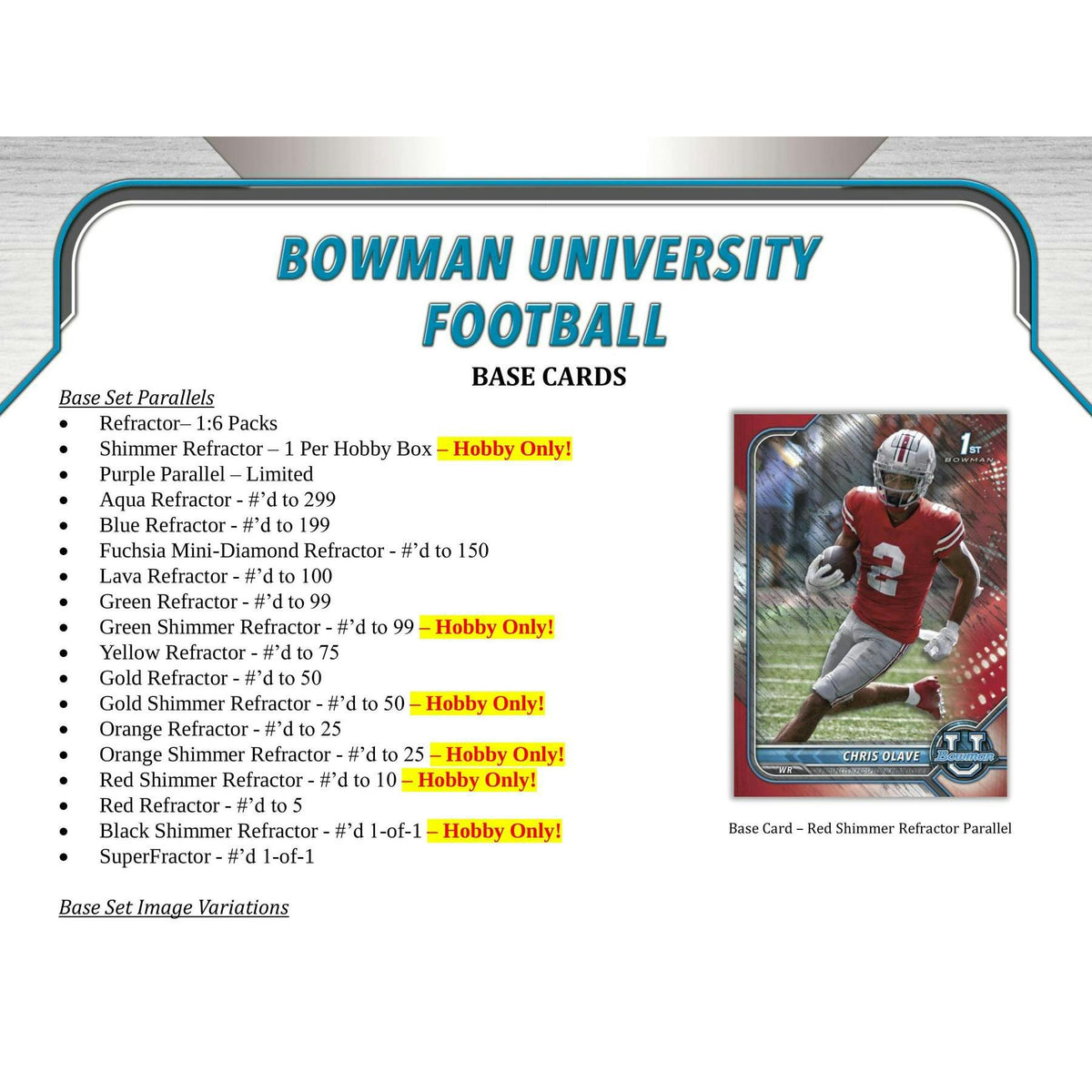 2022 Bowman University Football Hobby Box