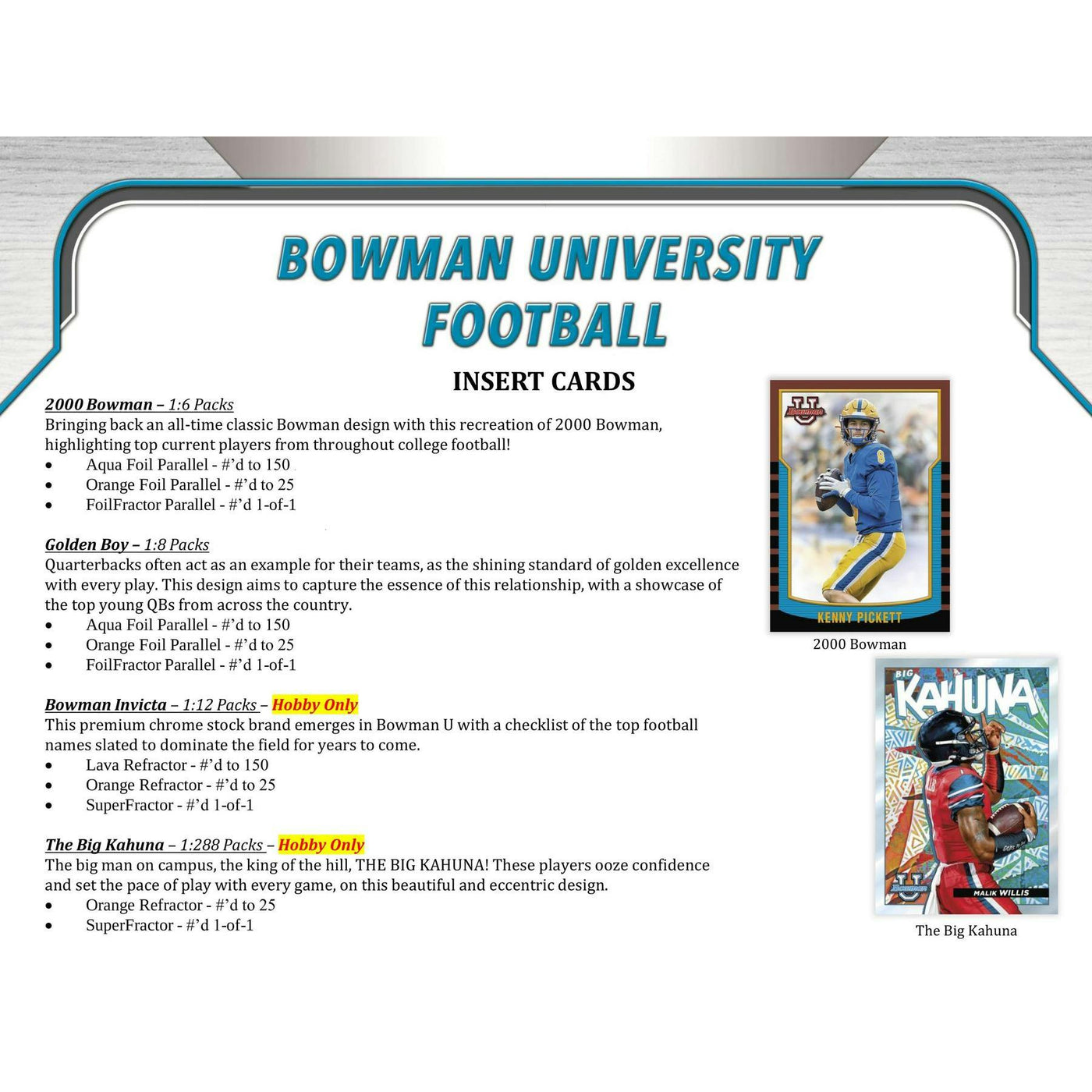 2022 Bowman University Football Hobby 12-Box Case