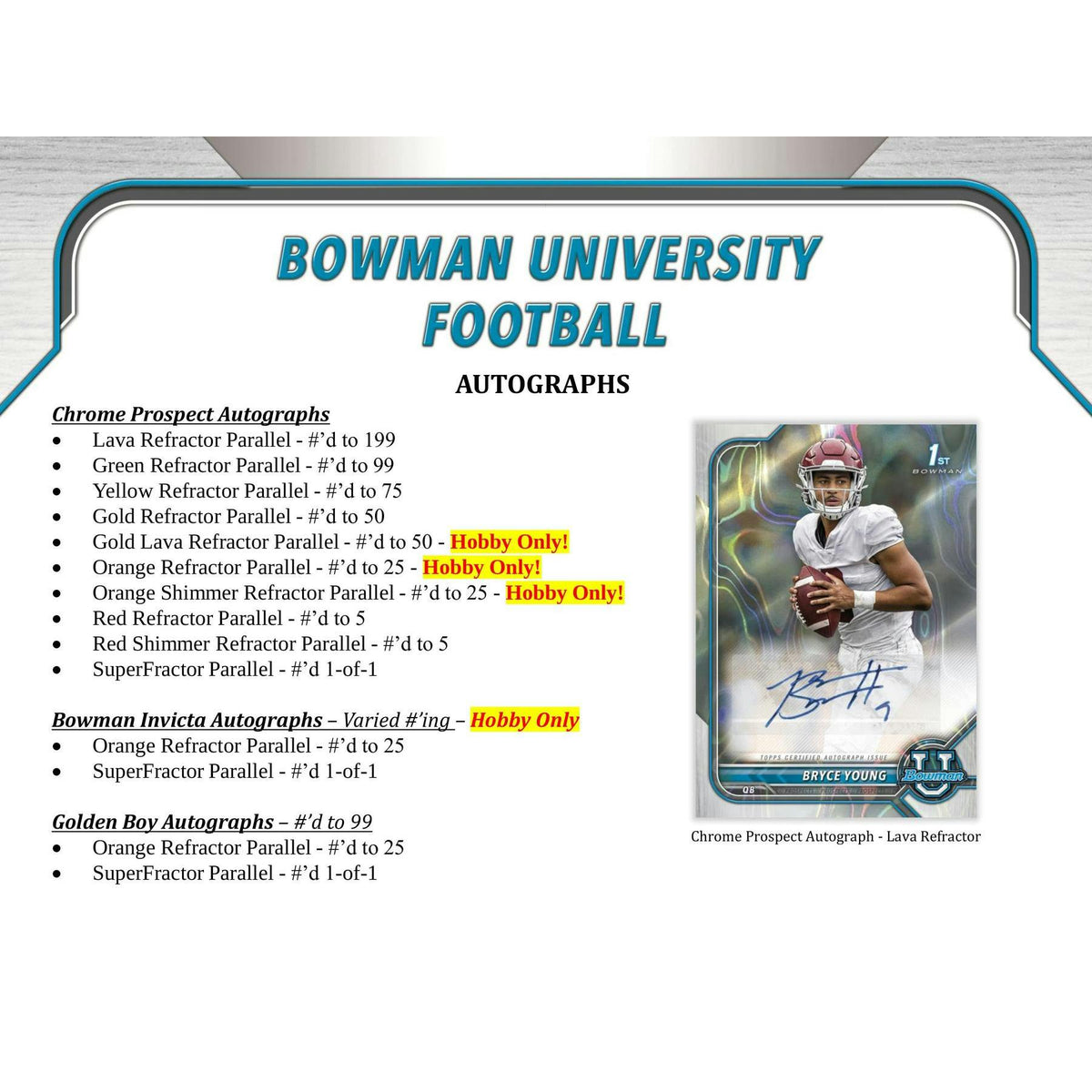 2022 Bowman University Football Hobby 12-Box Case