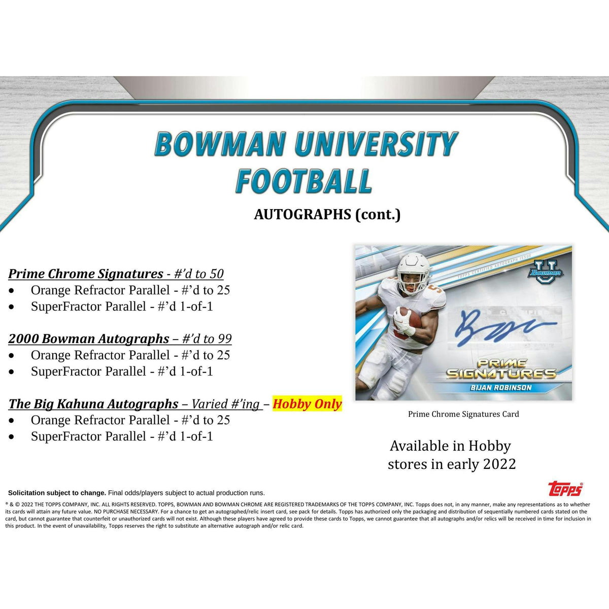 2022 Bowman University Football Hobby 12-Box Case