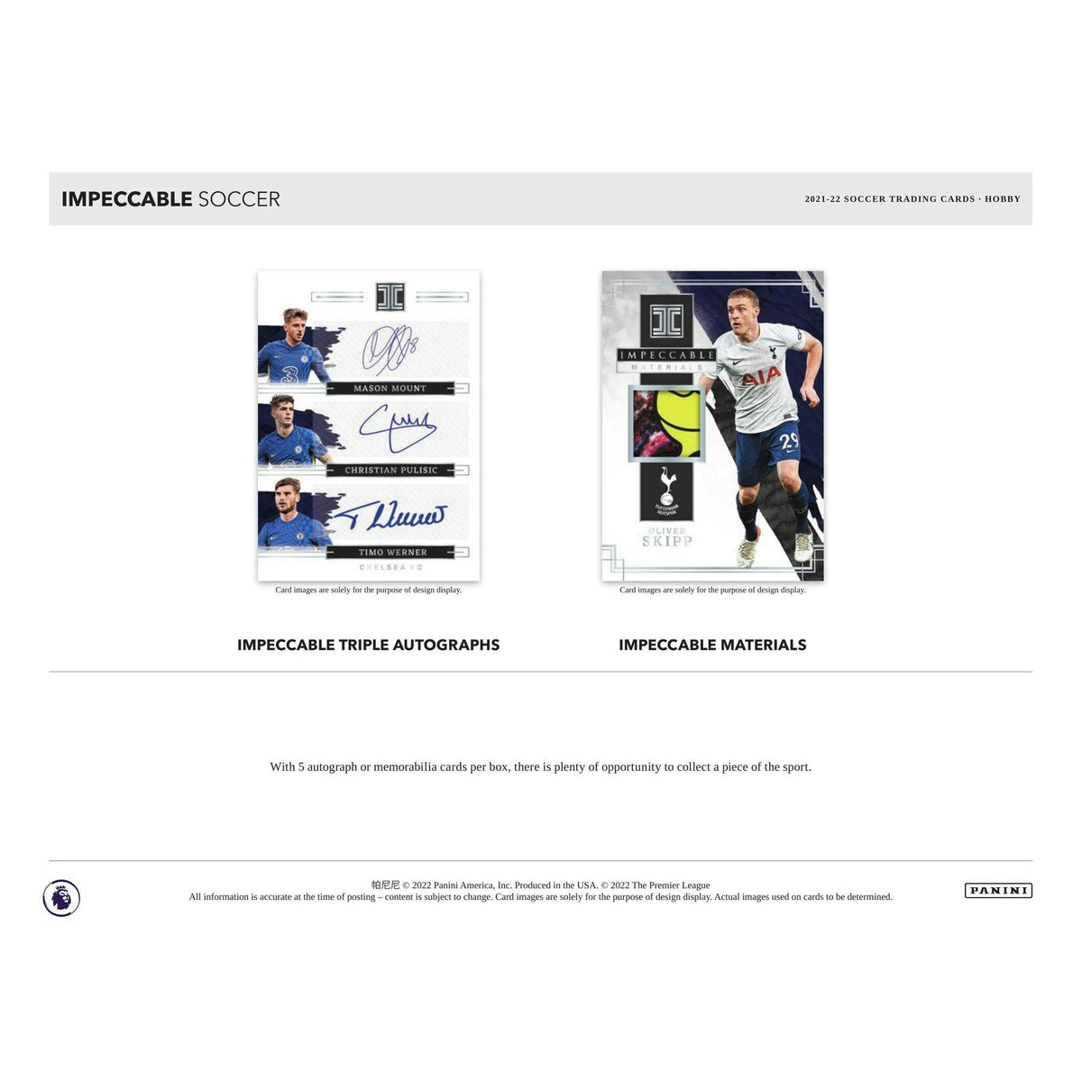 2021/22 Panini Impeccable Premier League EPL Soccer Hobby 3-Box Case